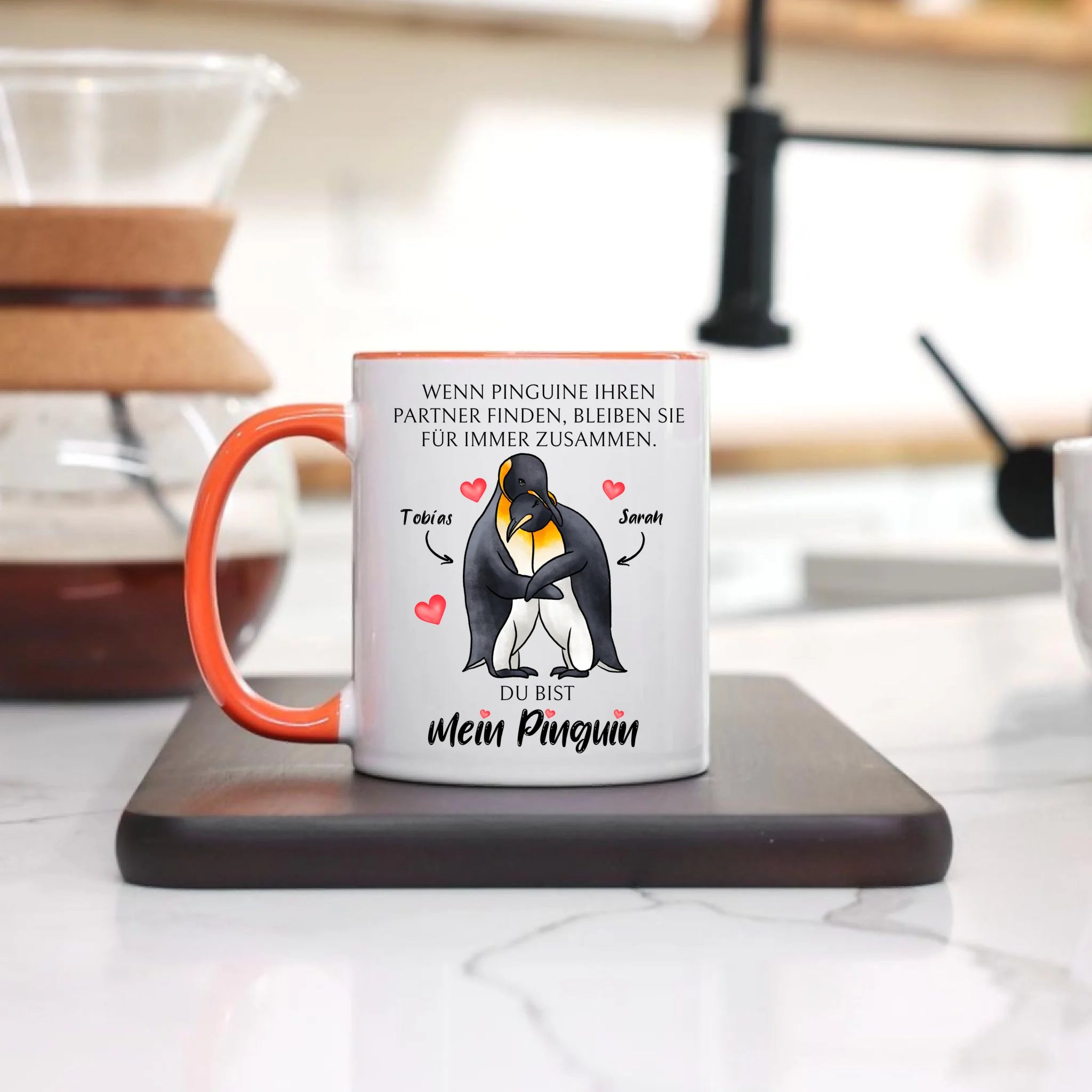 Tasse zum Valentinstag, Personalisiert Geschenk Valentinstag "Wenn Pinguine ihren Partner finden" Geschenk Jahrestag Paar Pärchen