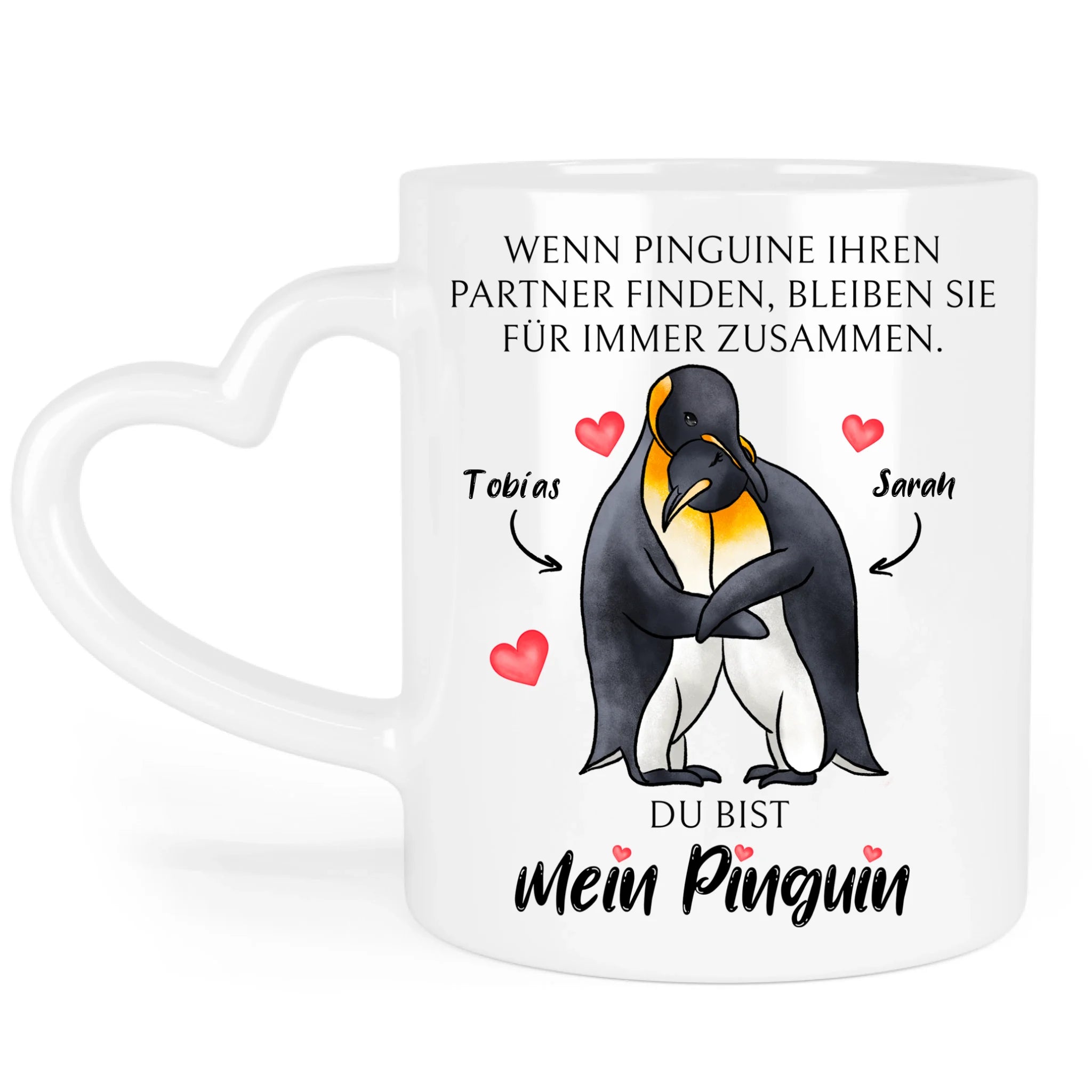 Tasse zum Valentinstag, Personalisiert Geschenk Valentinstag "Wenn Pinguine ihren Partner finden" Geschenk Jahrestag Paar Pärchen