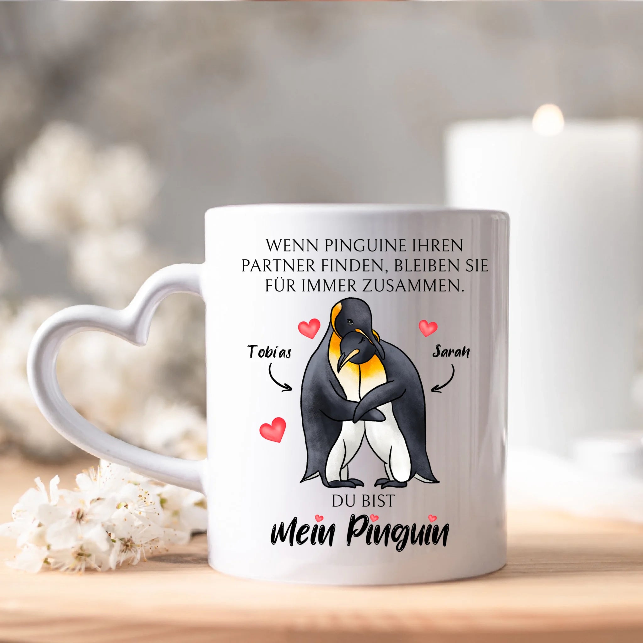 Tasse zum Valentinstag, Personalisiert Geschenk Valentinstag "Wenn Pinguine ihren Partner finden" Geschenk Jahrestag Paar Pärchen
