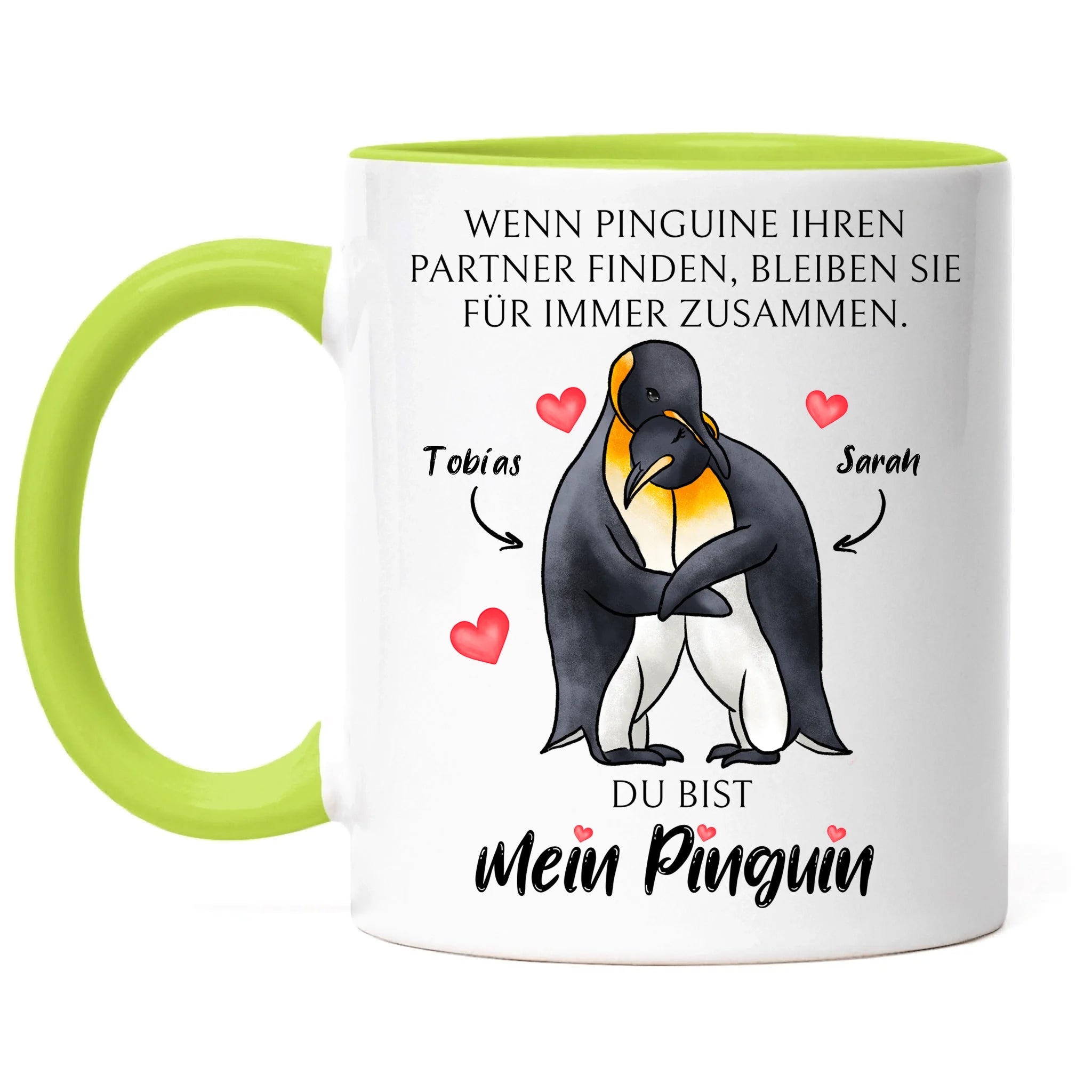 Tasse zum Valentinstag, Personalisiert Geschenk Valentinstag "Wenn Pinguine ihren Partner finden" Geschenk Jahrestag Paar Pärchen
