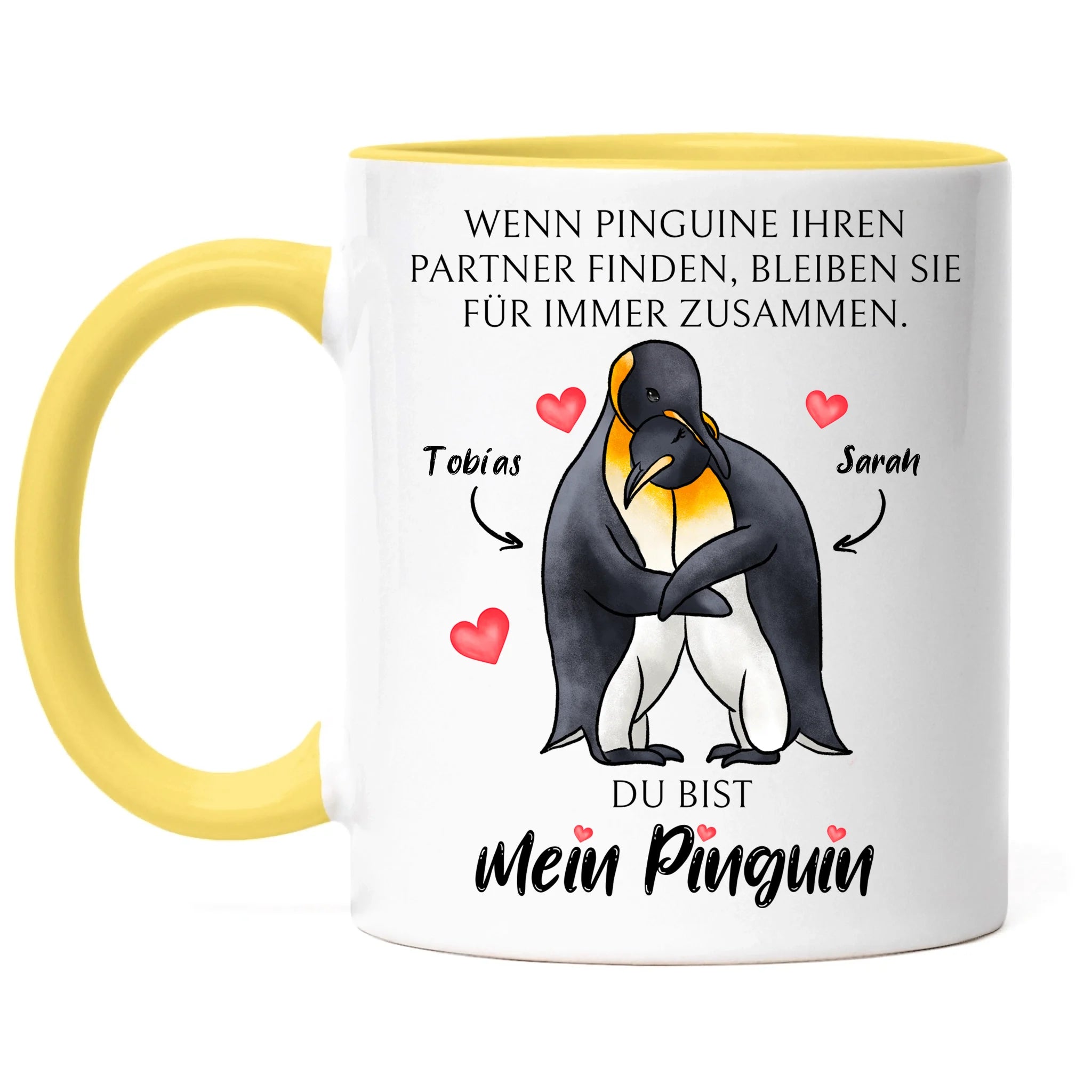 Tasse zum Valentinstag, Personalisiert Geschenk Valentinstag "Wenn Pinguine ihren Partner finden" Geschenk Jahrestag Paar Pärchen