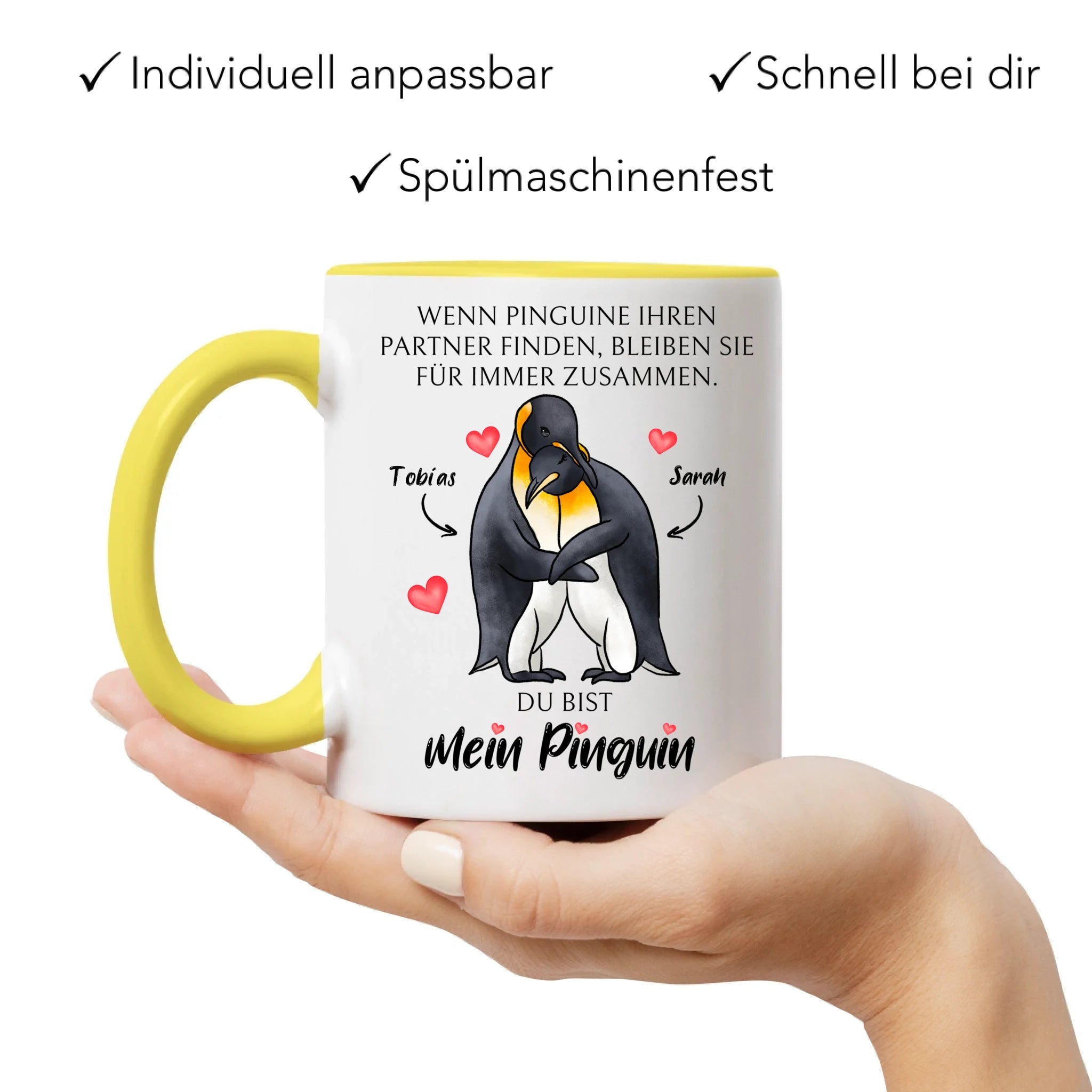 Tasse zum Valentinstag, Personalisiert Geschenk Valentinstag "Wenn Pinguine ihren Partner finden" Geschenk Jahrestag Paar Pärchen