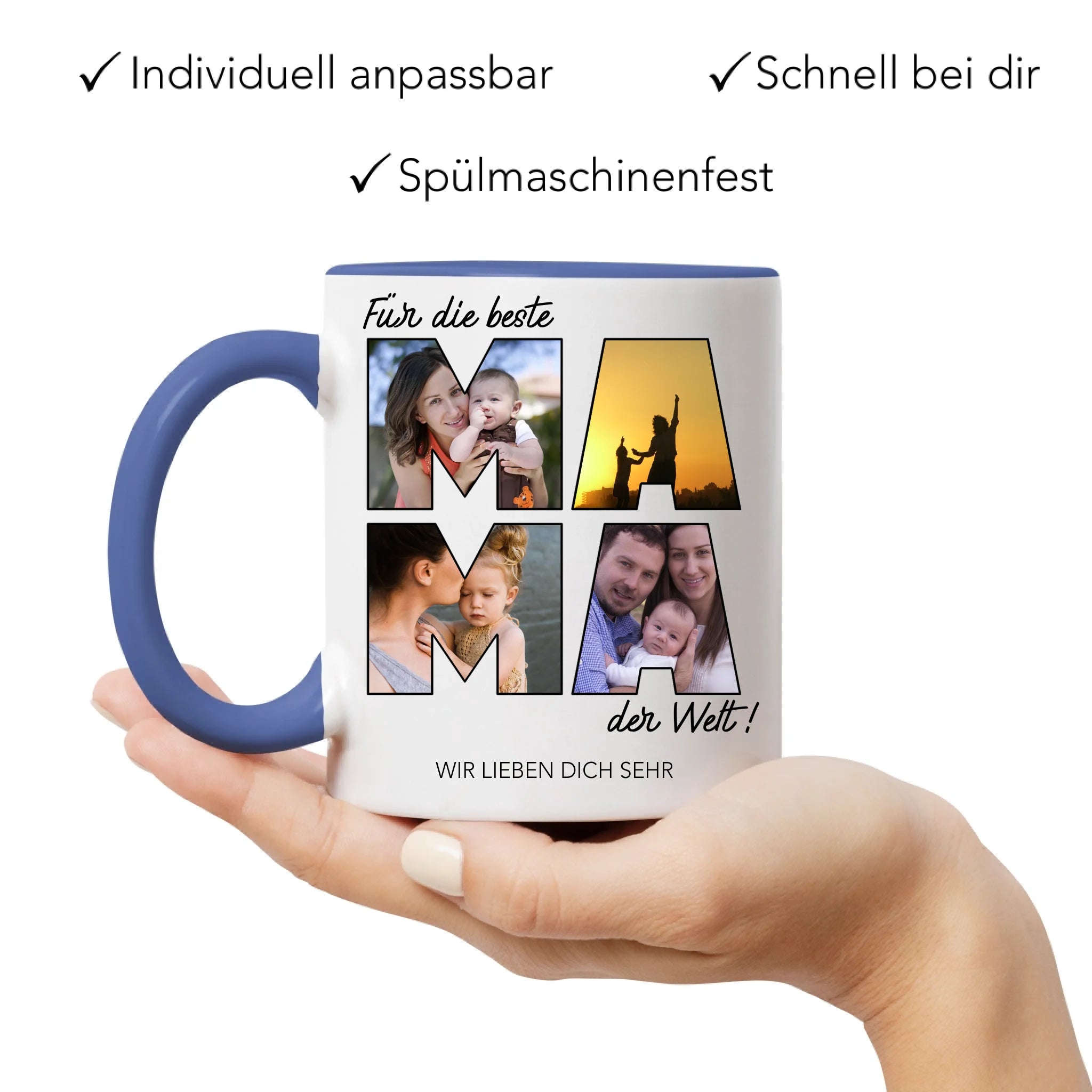 Tasse für Mama Personalisiert mit Foto Geschenk Geburtstag, Muttertagsgeschenk Fototasse mit eigenem Bild, Muttertagstasse Beste Mama