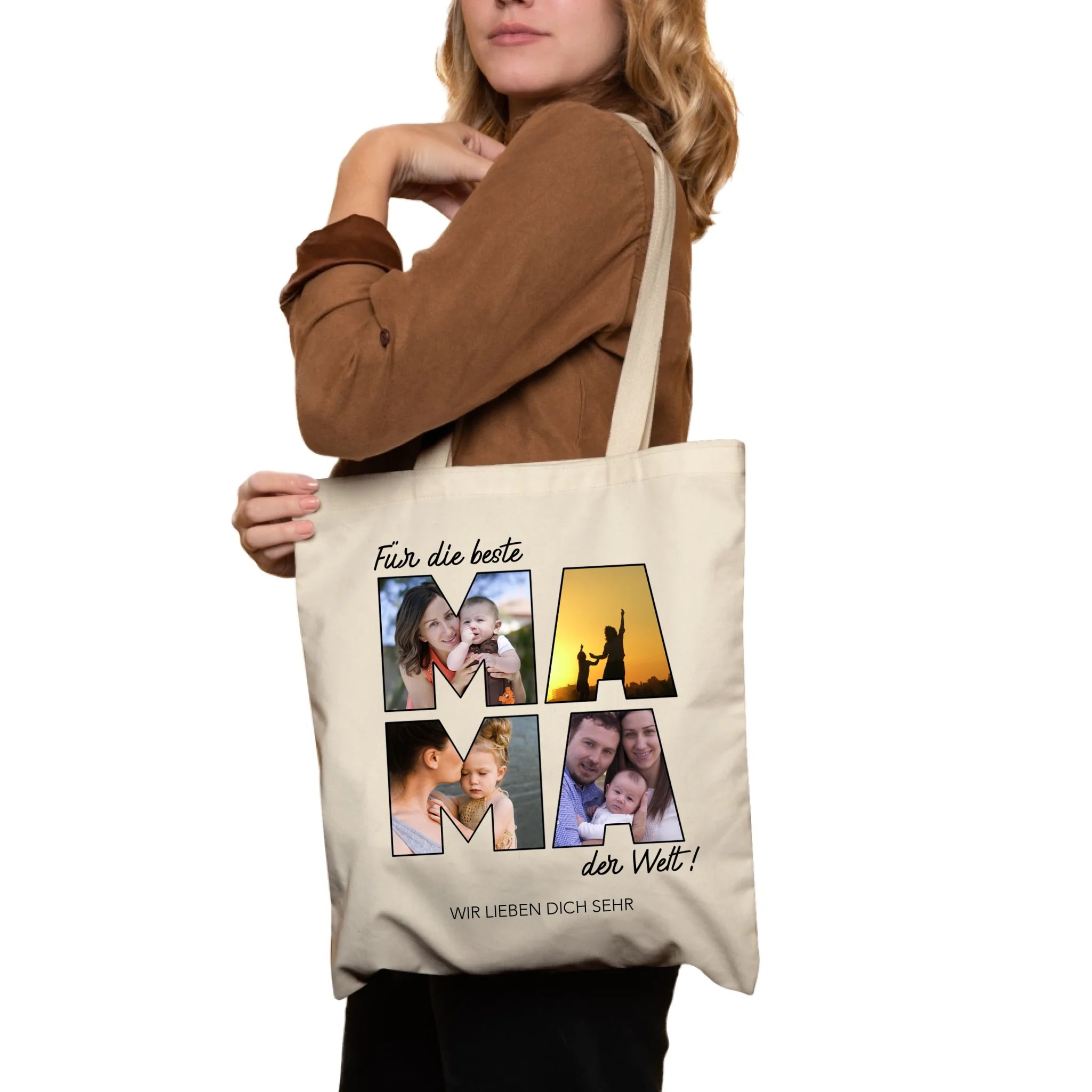 Jutebeutel für Mama Personalisiert mit Foto Geschenk Geburtstag, Muttertagsgeschenk Fototasse mit eigenem Bild, Muttertagstasse Beste Mama