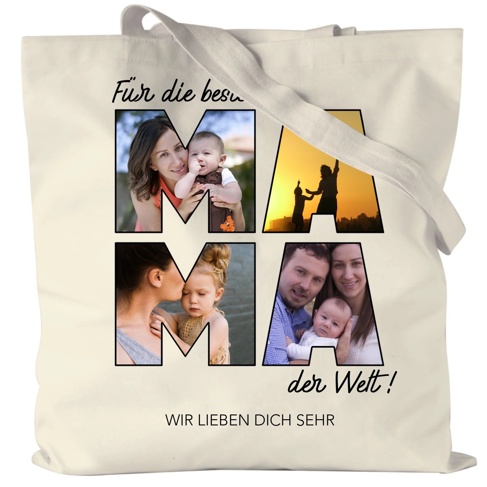 Jutebeutel für Mama Personalisiert mit Foto Geschenk Geburtstag, Muttertagsgeschenk Fototasse mit eigenem Bild, Muttertagstasse Beste Mama