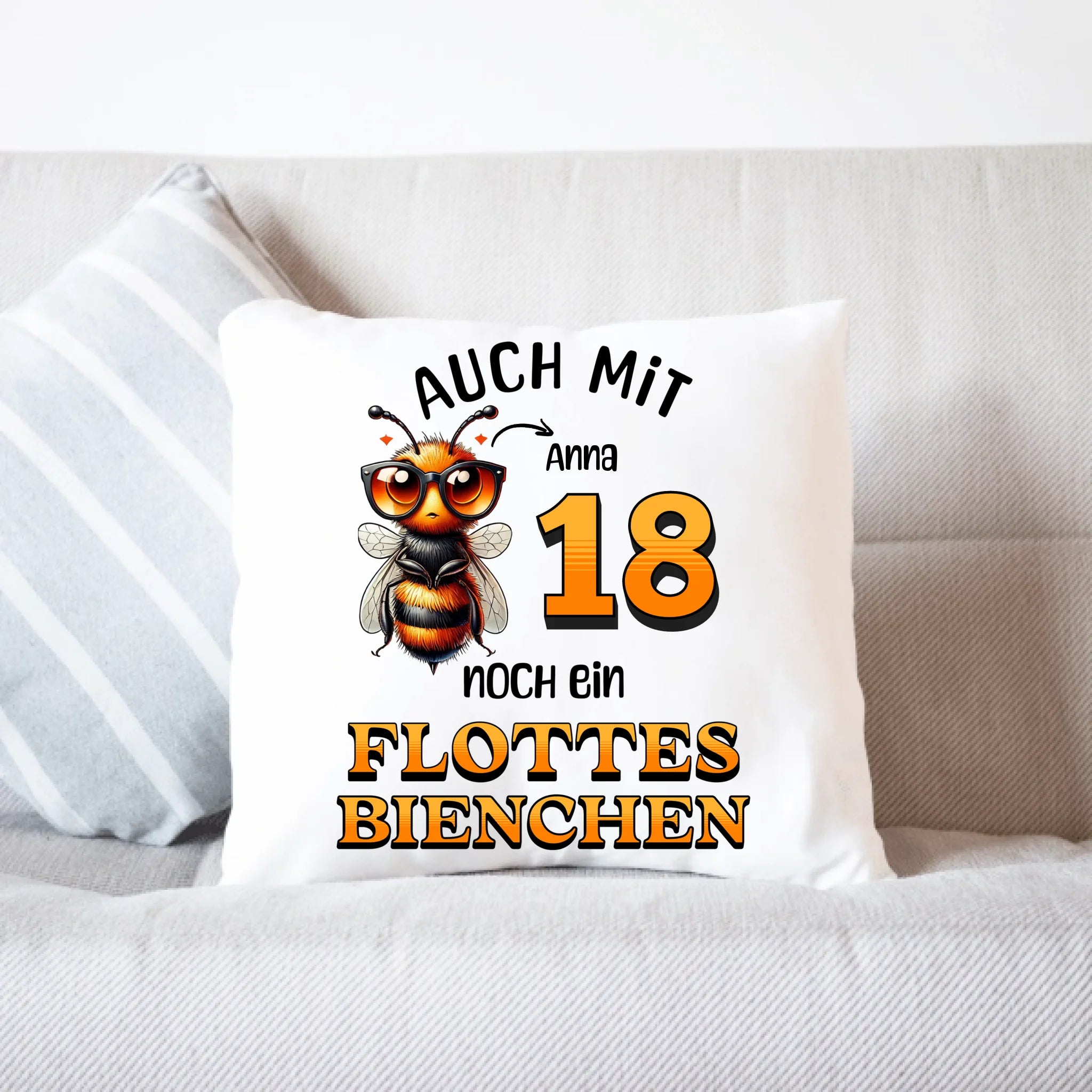 Kissen 18. Geburtstag - Flottes Bienchen ist 18-18ter Geburtstag Lustiges Geschenk Frau Frauen - Kissen inkl. Füllung
