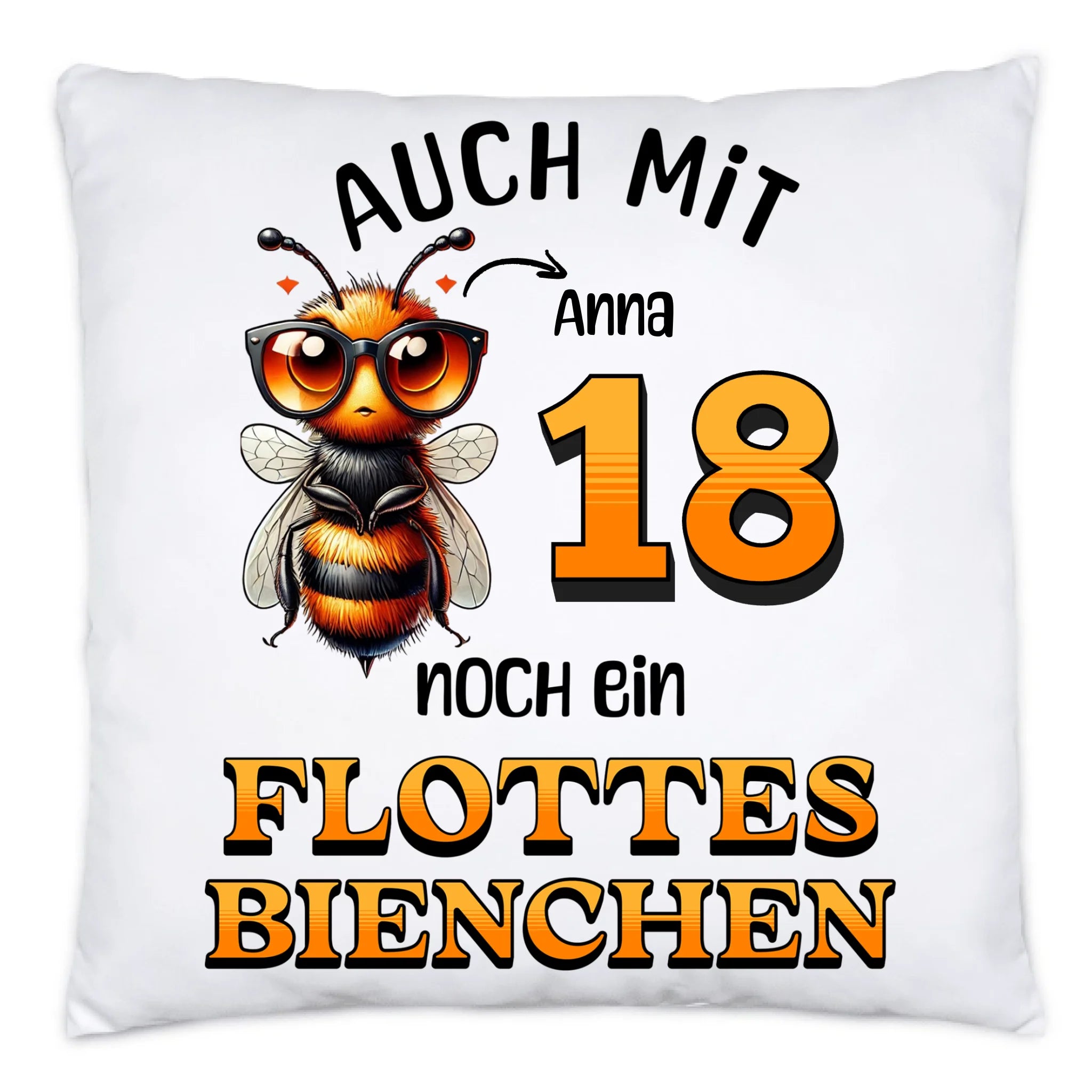 Kissen 18. Geburtstag - Flottes Bienchen ist 18-18ter Geburtstag Lustiges Geschenk Frau Frauen - Kissen inkl. Füllung