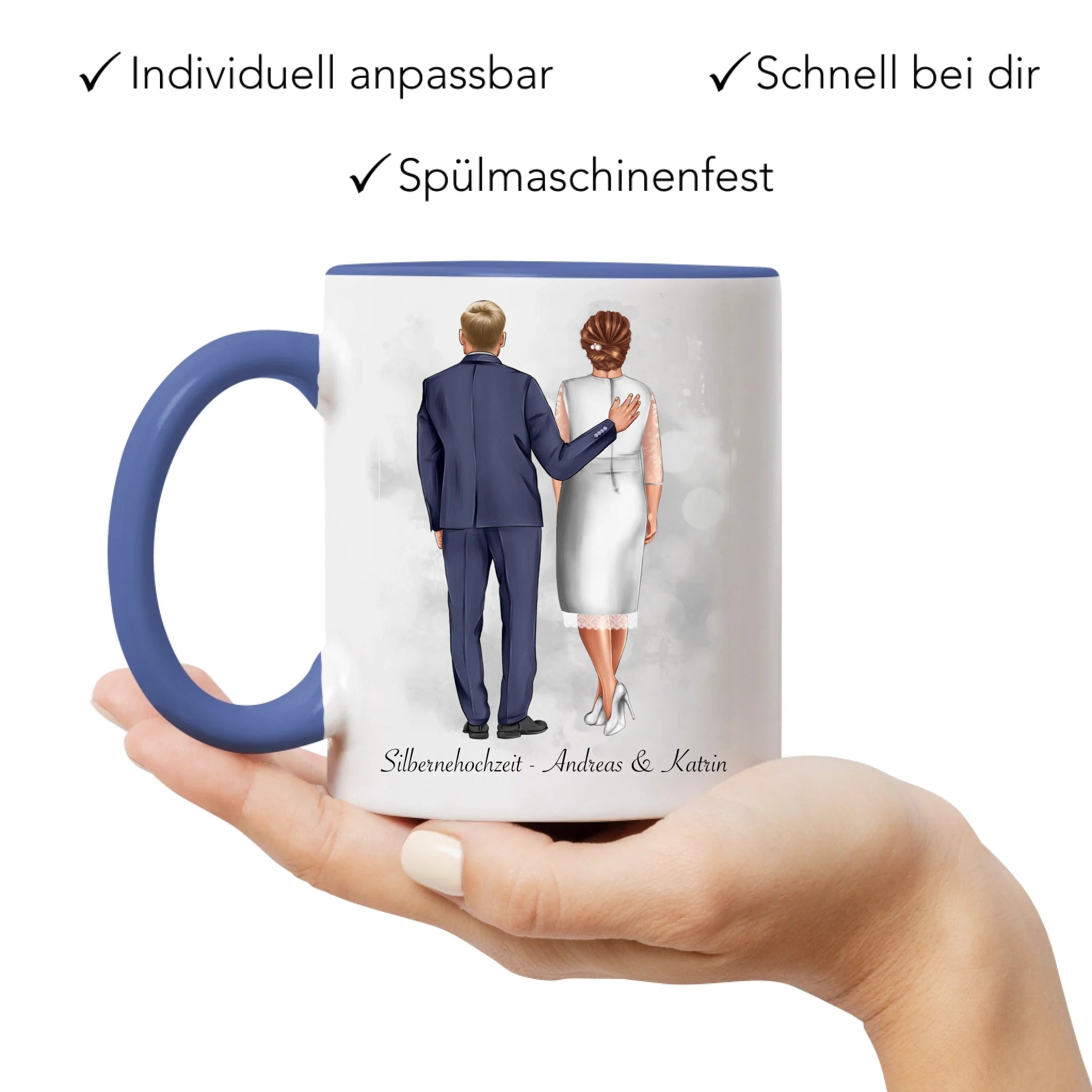Tasse Personalisiert Goldene Hochzeit Silberne Hochzeit Silberhochzeit Jubiläum Jahrestag Pärchen Geschenk Ehe Hochzeitstag