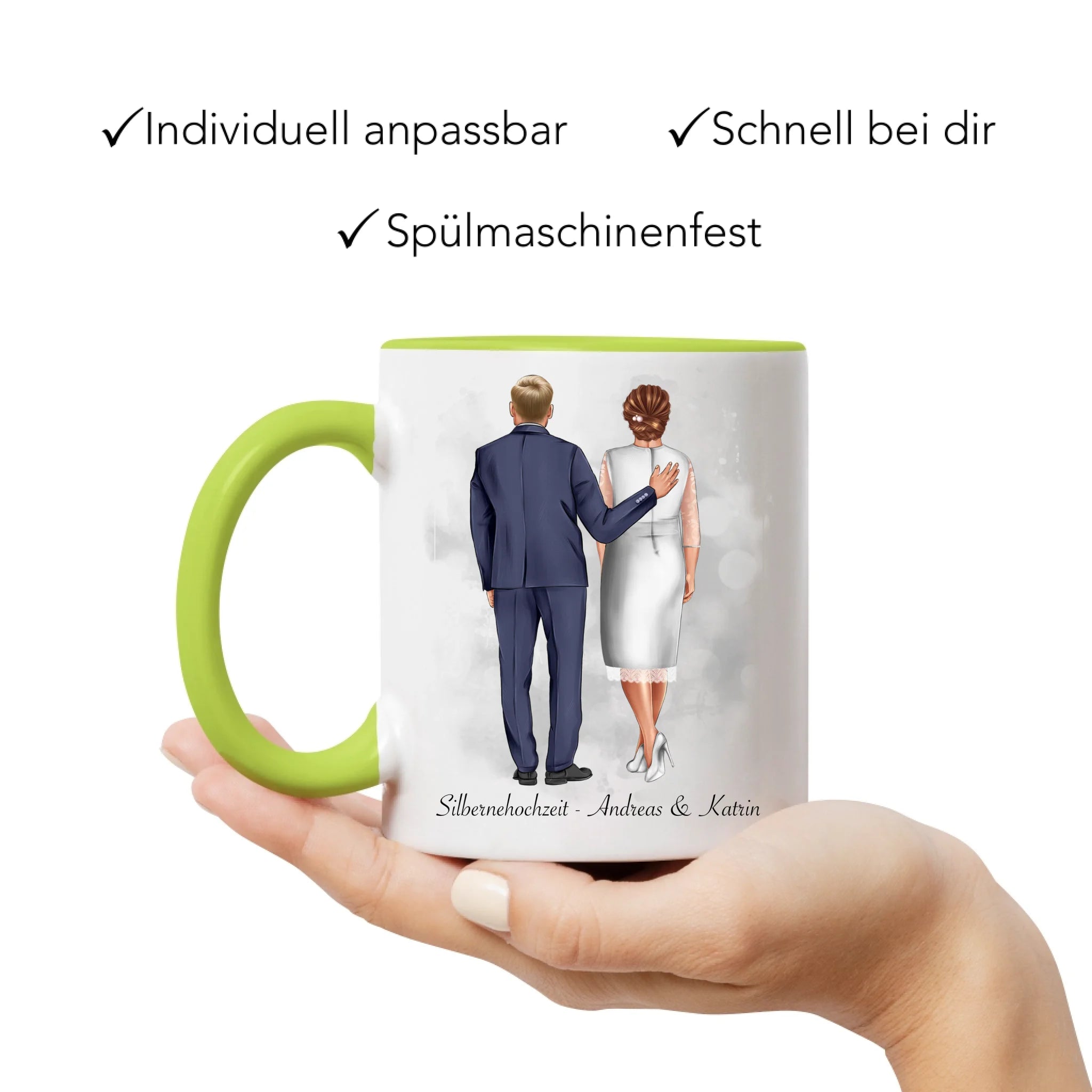 Tasse Personalisiert Goldene Hochzeit Silberne Hochzeit Silberhochzeit Jubiläum Jahrestag Pärchen Geschenk Ehe Hochzeitstag