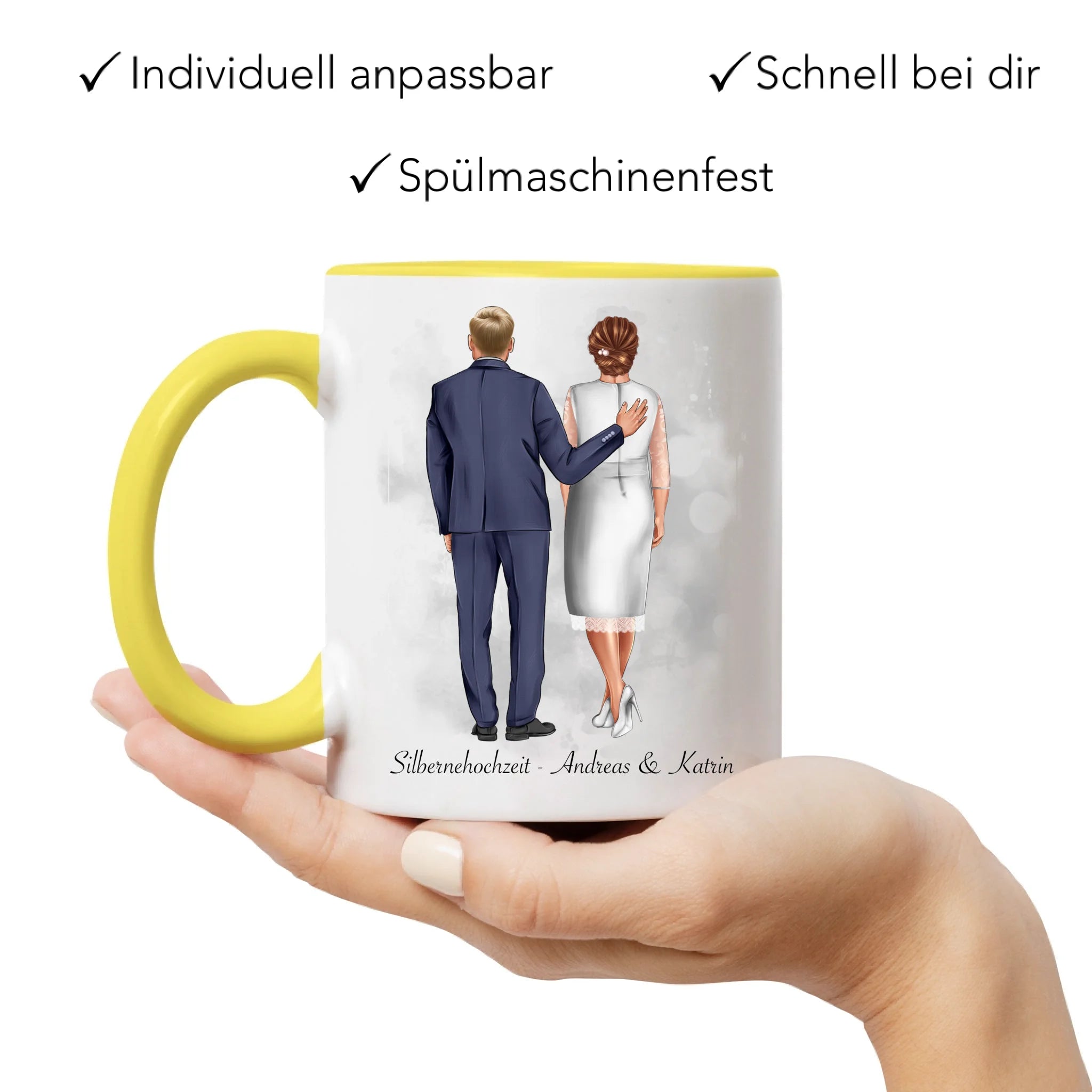 Tasse Personalisiert Goldene Hochzeit Silberne Hochzeit Silberhochzeit Jubiläum Jahrestag Pärchen Geschenk Ehe Hochzeitstag