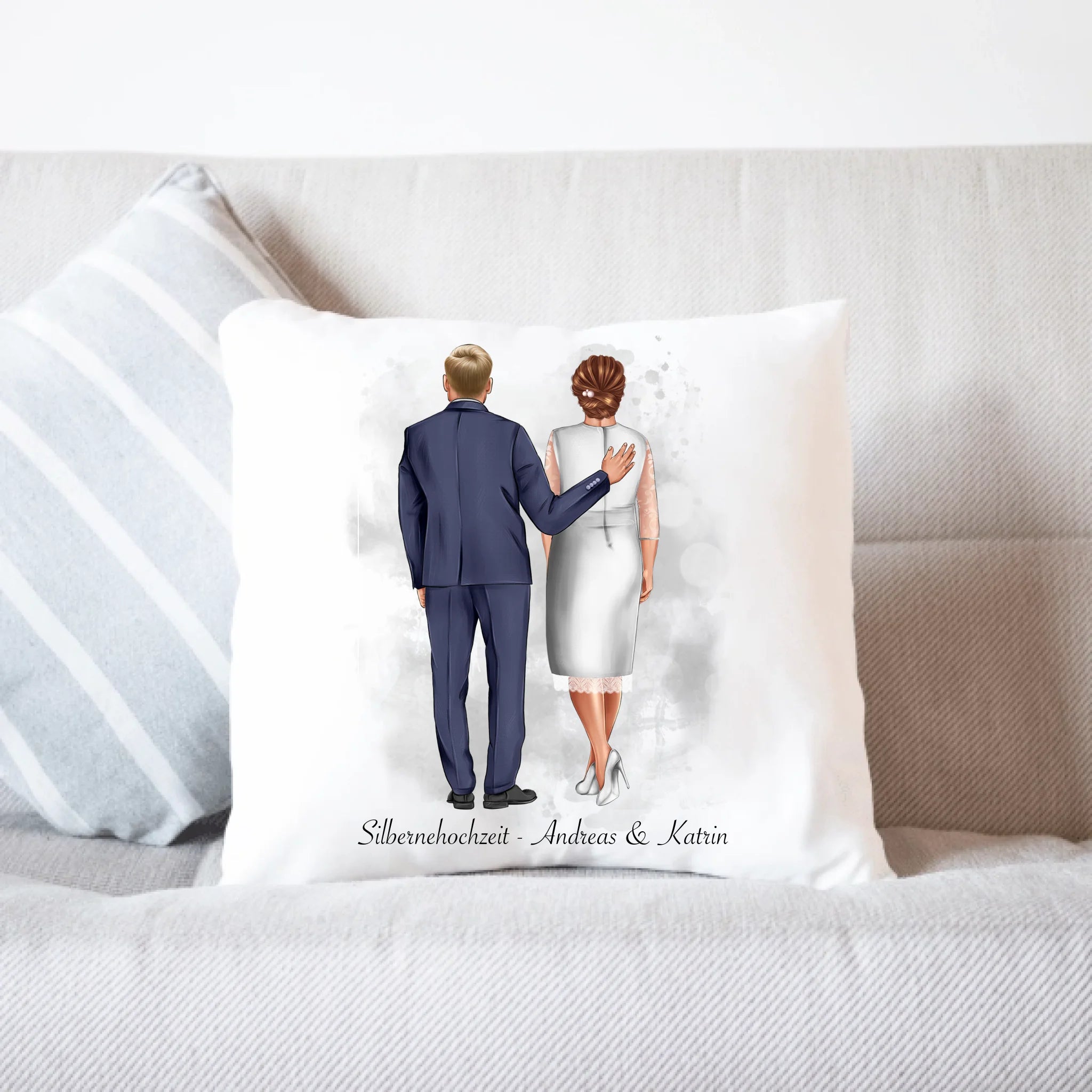 Kissen Personalisiert Goldene Hochzeit Silberne Hochzeit Silberhochzeit Jubiläum Jahrestag Pärchen Geschenk Ehe Hochzeitstag - Kissen inkl. Füllung