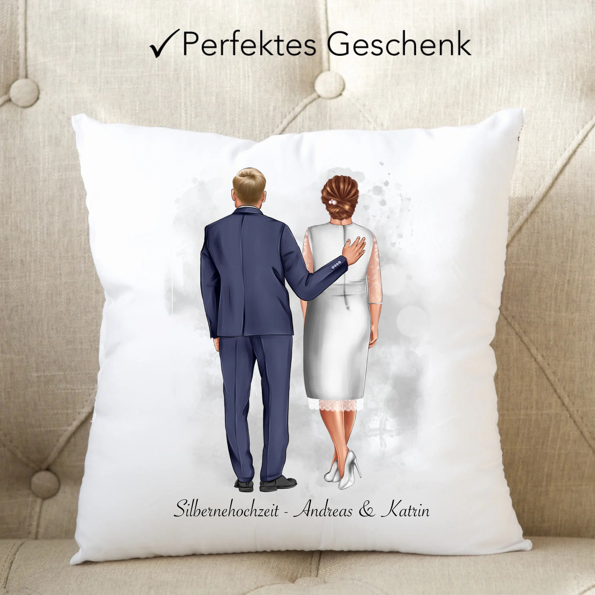 Kissen Personalisiert Goldene Hochzeit Silberne Hochzeit Silberhochzeit Jubiläum Jahrestag Pärchen Geschenk Ehe Hochzeitstag - Kissen inkl. Füllung