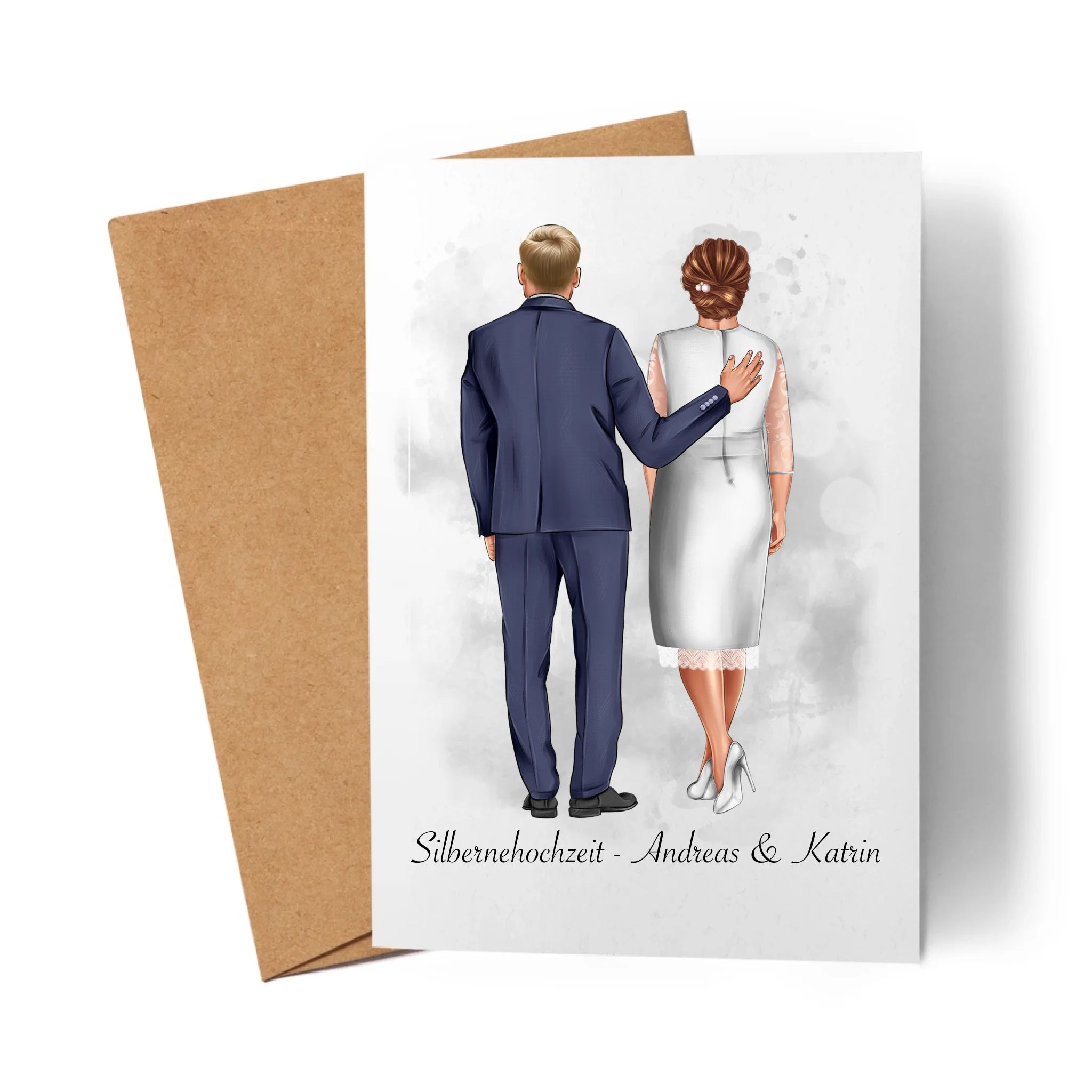 Karte Personalisiert Goldene Hochzeit Silberne Hochzeit Silberhochzeit Jubiläum Jahrestag Pärchen Geschenk Ehe Hochzeitstag - Klappkarte mit Umschlag
