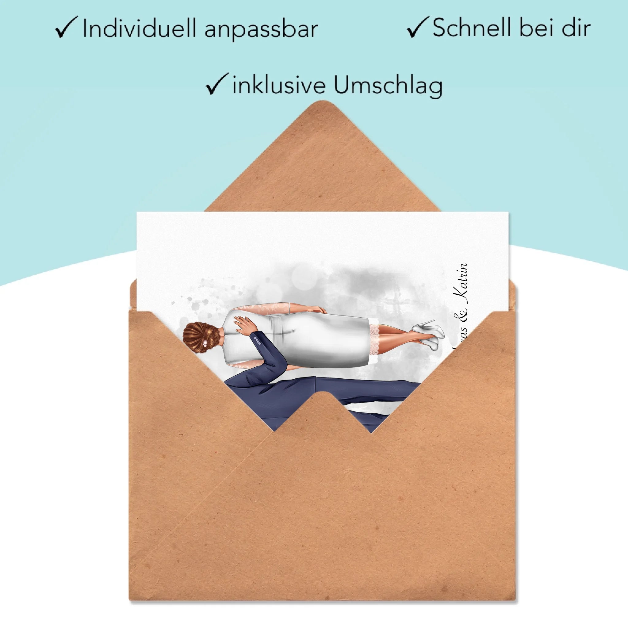 Karte Personalisiert Goldene Hochzeit Silberne Hochzeit Silberhochzeit Jubiläum Jahrestag Pärchen Geschenk Ehe Hochzeitstag - Klappkarte mit Umschlag