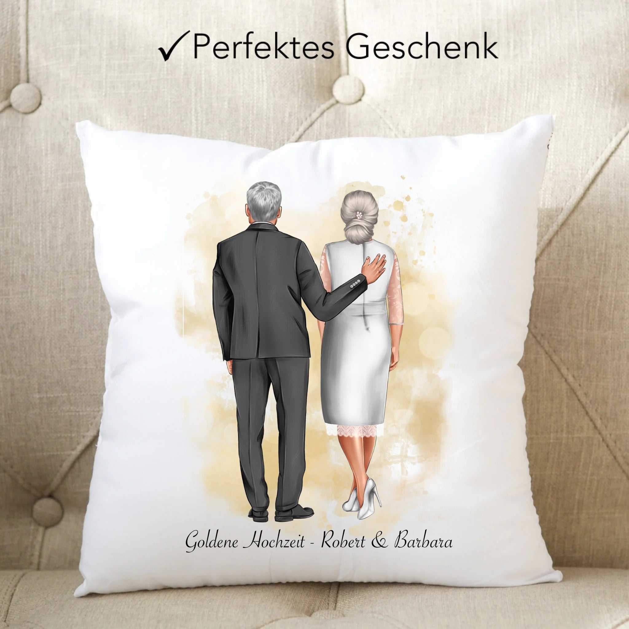 Kissen Personalisiert Goldene Hochzeit Silberne Hochzeit Silberhochzeit Jubiläum Jahrestag Geschenk Hochzeitstag Ehe Pärchen - Kissen inkl. Füllung