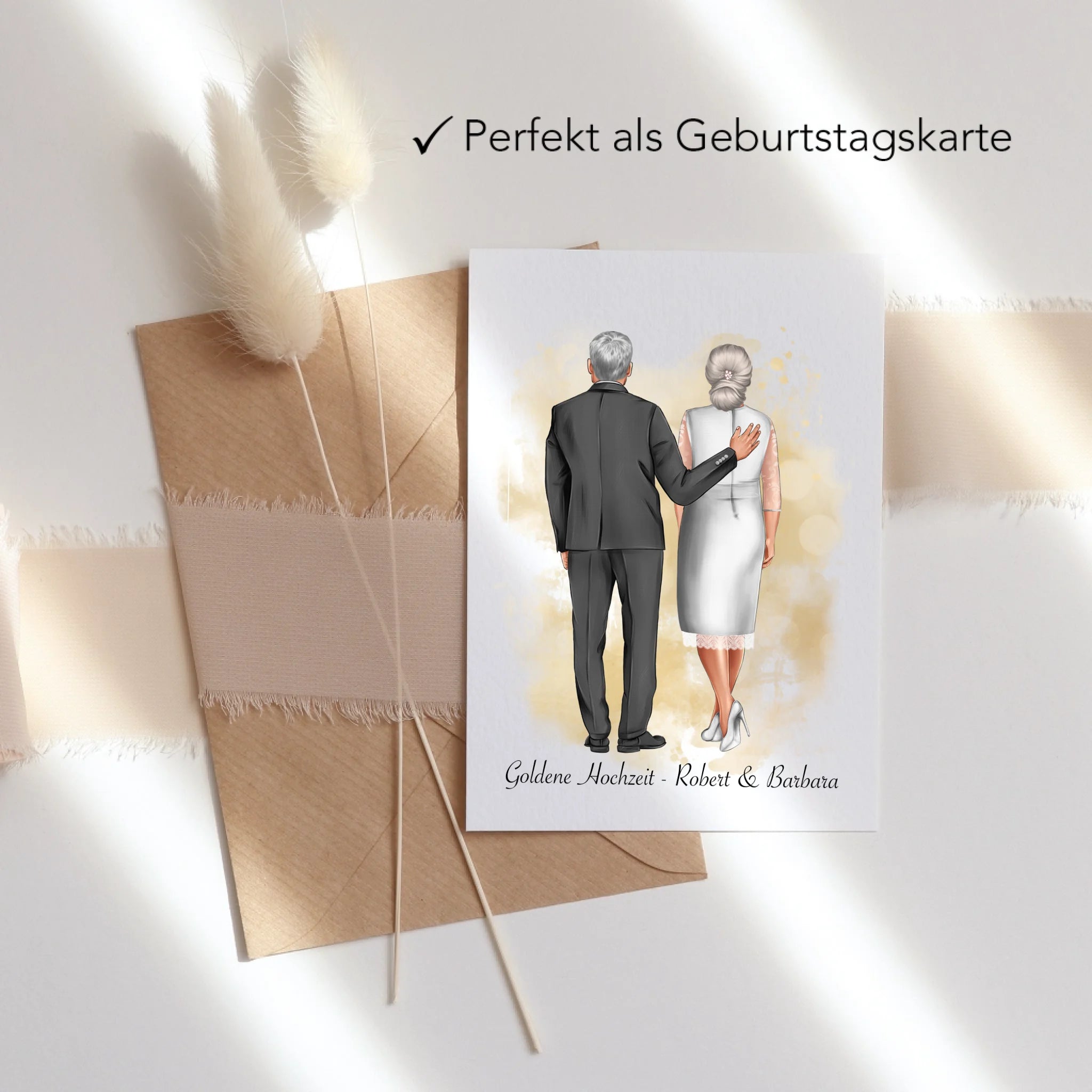 Karte Personalisiert Goldene Hochzeit Silberne Hochzeit Silberhochzeit Jubiläum Jahrestag Geschenk Hochzeitstag Ehe Pärchen - Klappkarte mit Umschlag