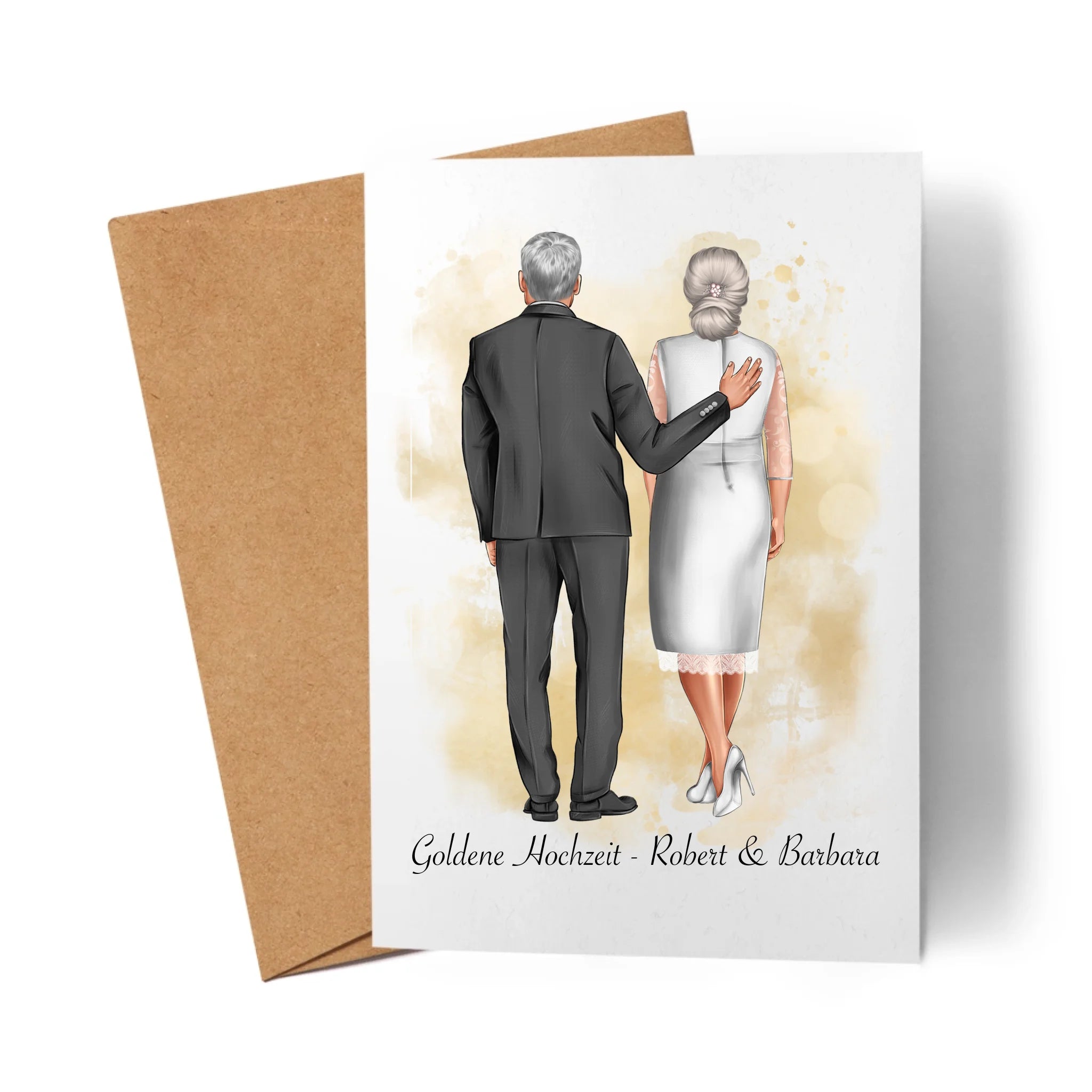 Karte Personalisiert Goldene Hochzeit Silberne Hochzeit Silberhochzeit Jubiläum Jahrestag Geschenk Hochzeitstag Ehe Pärchen - Klappkarte mit Umschlag