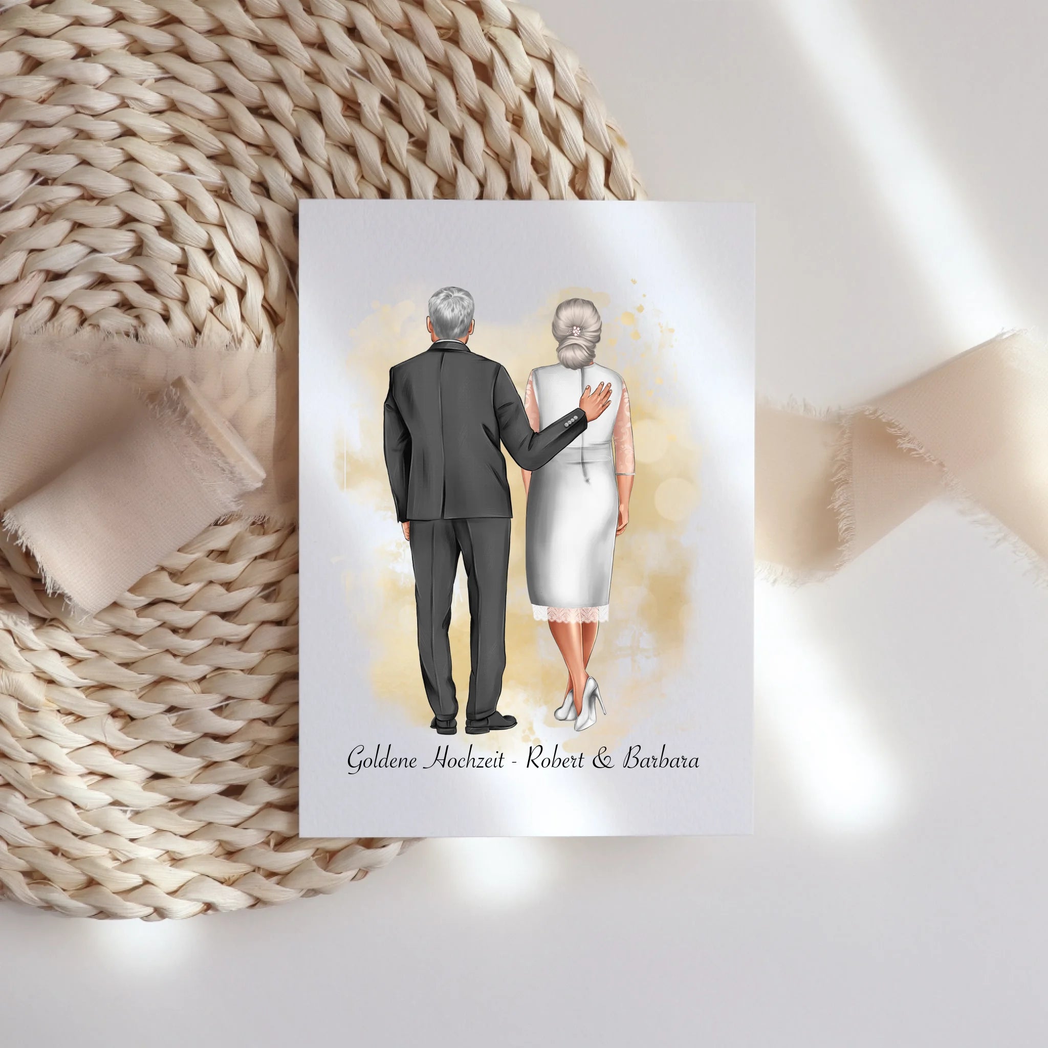Karte Personalisiert Goldene Hochzeit Silberne Hochzeit Silberhochzeit Jubiläum Jahrestag Geschenk Hochzeitstag Ehe Pärchen - Klappkarte mit Umschlag