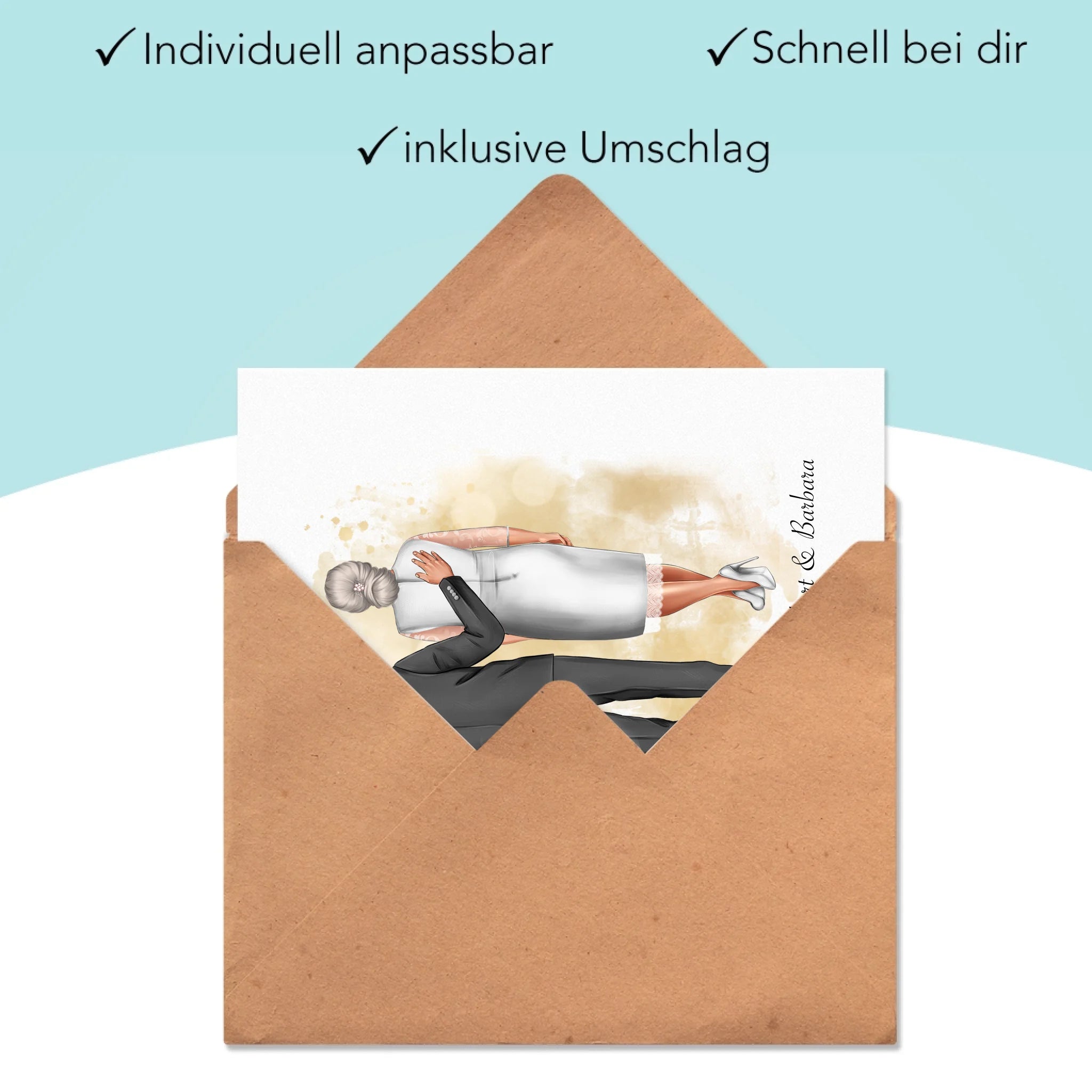 Karte Personalisiert Goldene Hochzeit Silberne Hochzeit Silberhochzeit Jubiläum Jahrestag Geschenk Hochzeitstag Ehe Pärchen - Klappkarte mit Umschlag
