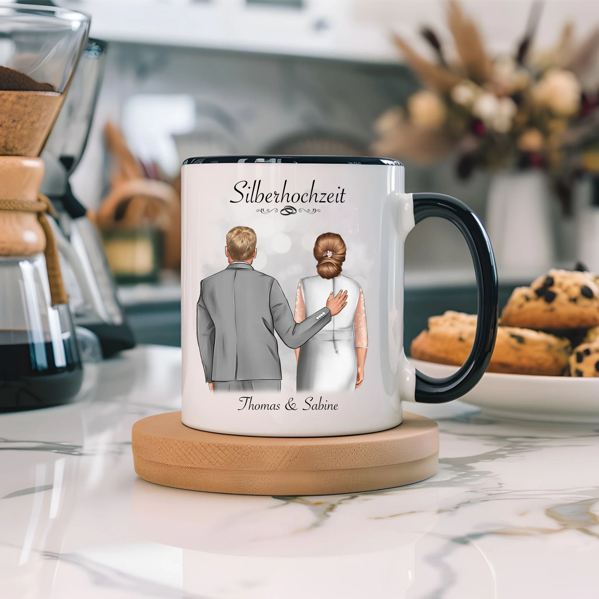 Tasse Silberhochzeit Personalisiert Silberne Hochzeit Bild Geschenk Hochzeitstag 25. Hochzeitstag Jubiläum für Paare