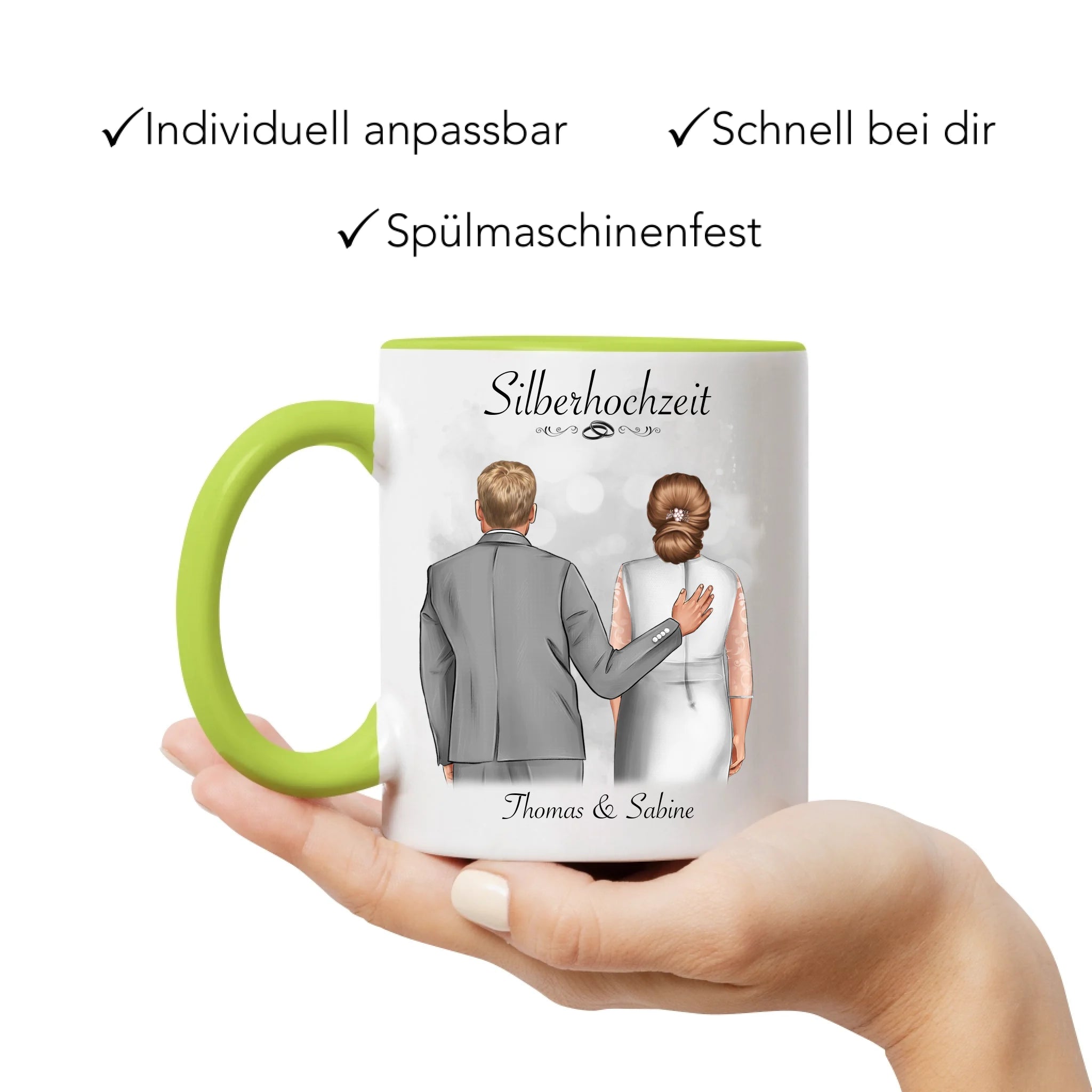 Tasse Silberhochzeit Personalisiert Silberne Hochzeit Bild Geschenk Hochzeitstag 25. Hochzeitstag Jubiläum für Paare