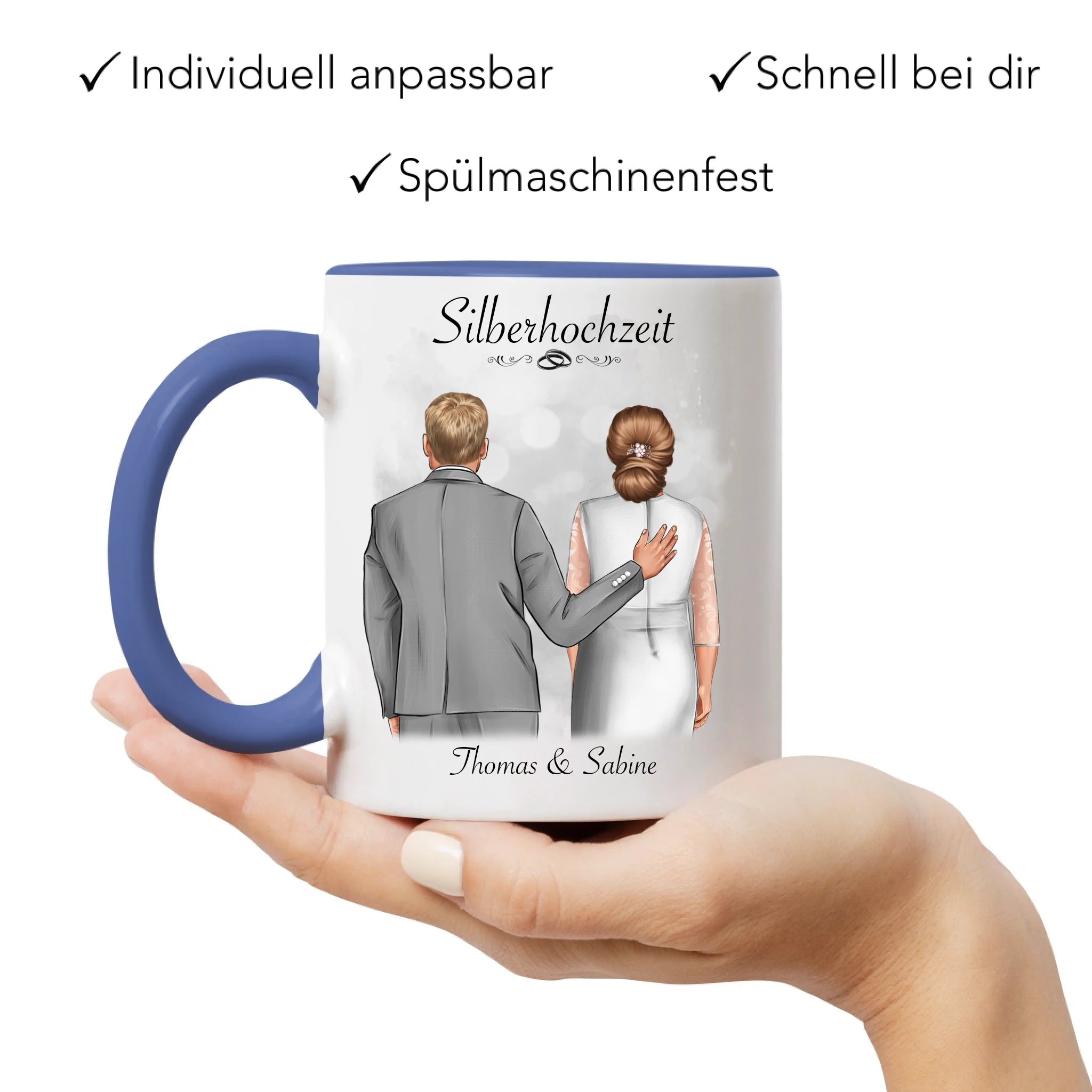 Tasse Silberhochzeit Personalisiert Silberne Hochzeit Bild Geschenk Hochzeitstag 25. Hochzeitstag Jubiläum für Paare