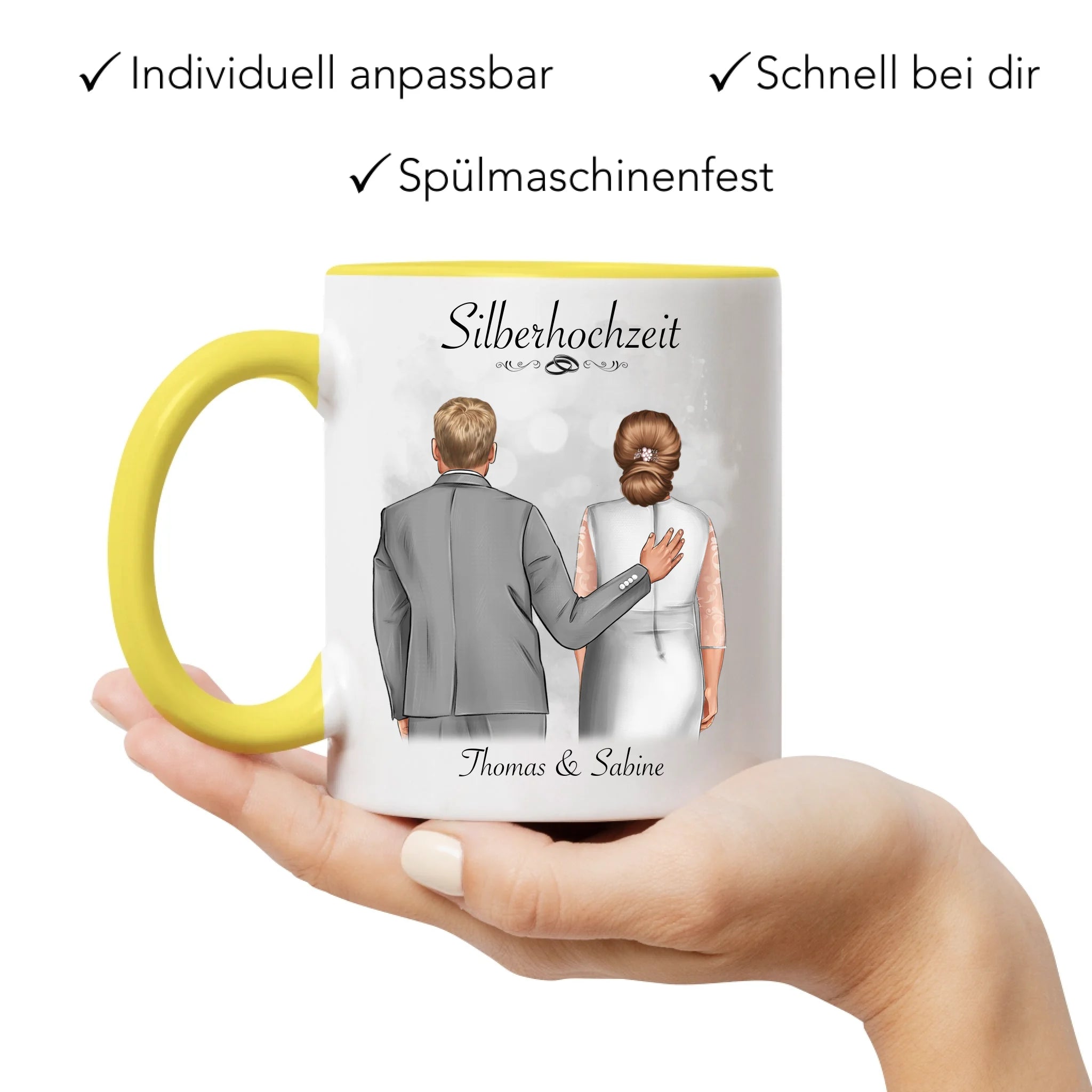 Tasse Silberhochzeit Personalisiert Silberne Hochzeit Bild Geschenk Hochzeitstag 25. Hochzeitstag Jubiläum für Paare