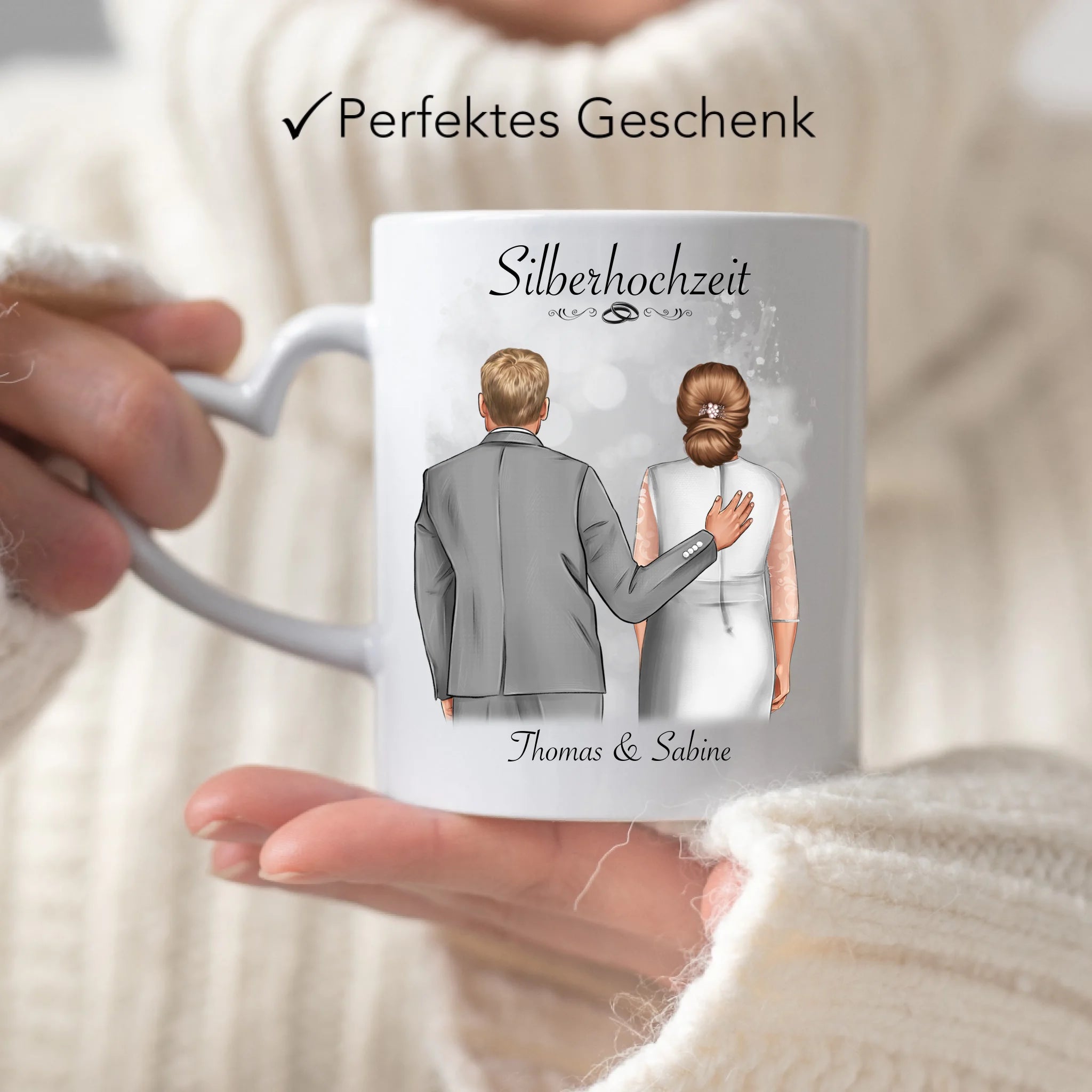 Tasse Silberhochzeit Personalisiert Silberne Hochzeit Bild Geschenk Hochzeitstag 25. Hochzeitstag Jubiläum für Paare