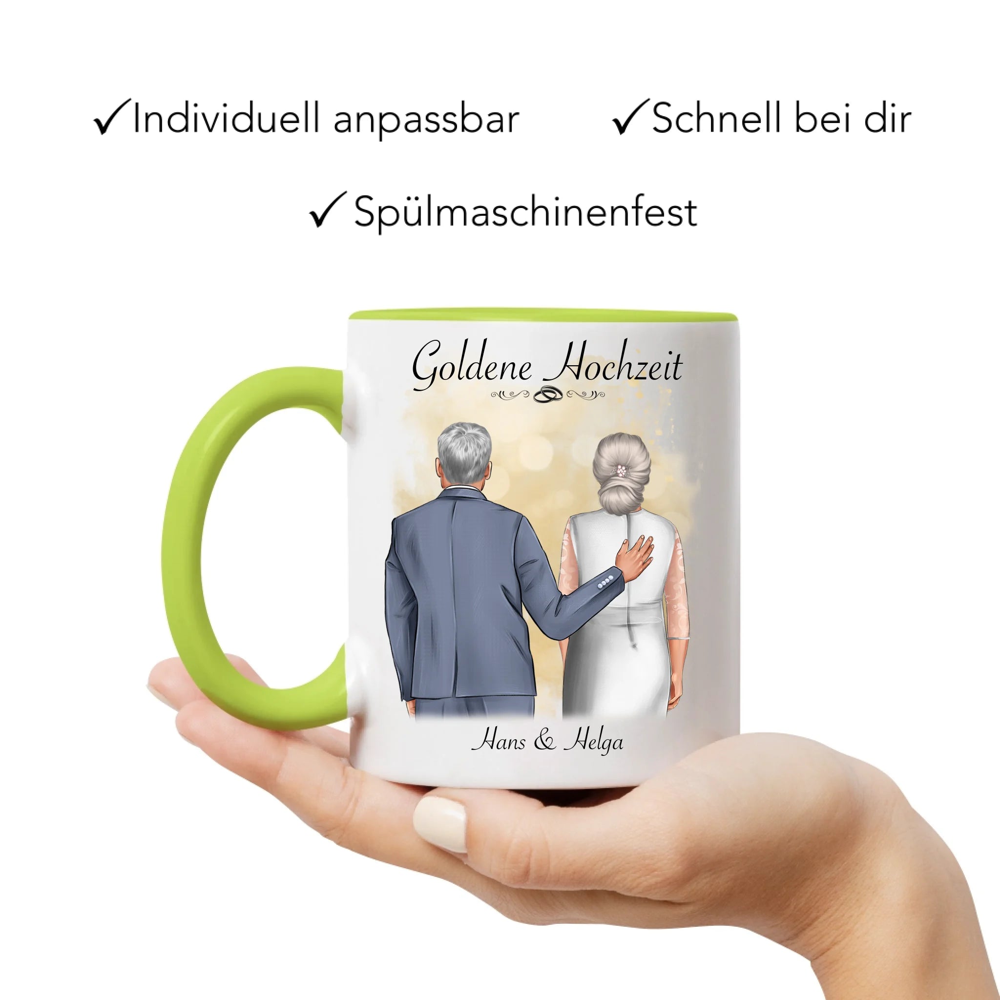 Tasse Goldene Hochzeit Personalisiert Goldhochzeit Bild Geschenk Hochzeitstag 50. Hochzeitstag Jubiläum für Paare