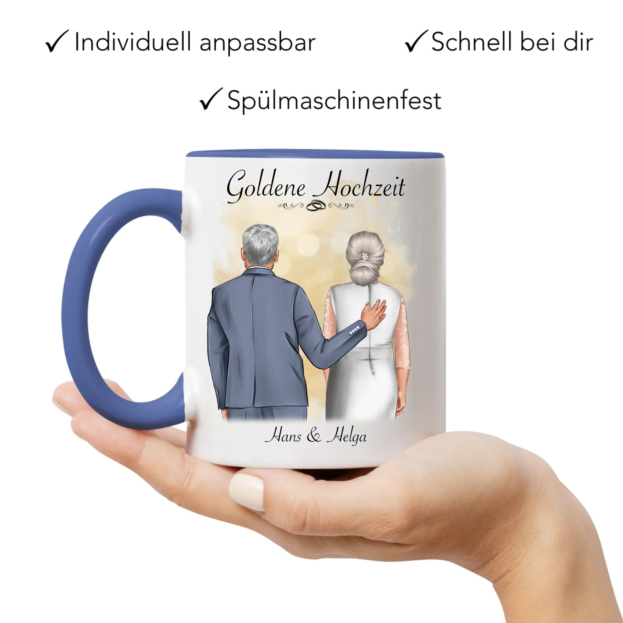 Tasse Goldene Hochzeit Personalisiert Goldhochzeit Bild Geschenk Hochzeitstag 50. Hochzeitstag Jubiläum für Paare