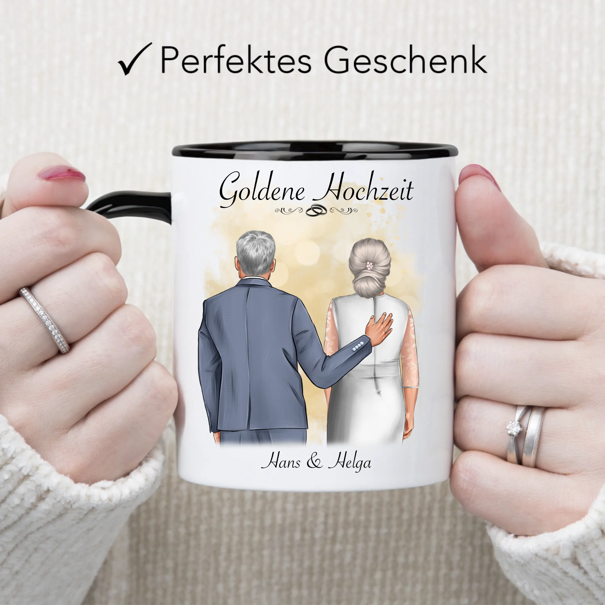 Tasse Goldene Hochzeit Personalisiert Goldhochzeit Bild Geschenk Hochzeitstag 50. Hochzeitstag Jubiläum für Paare
