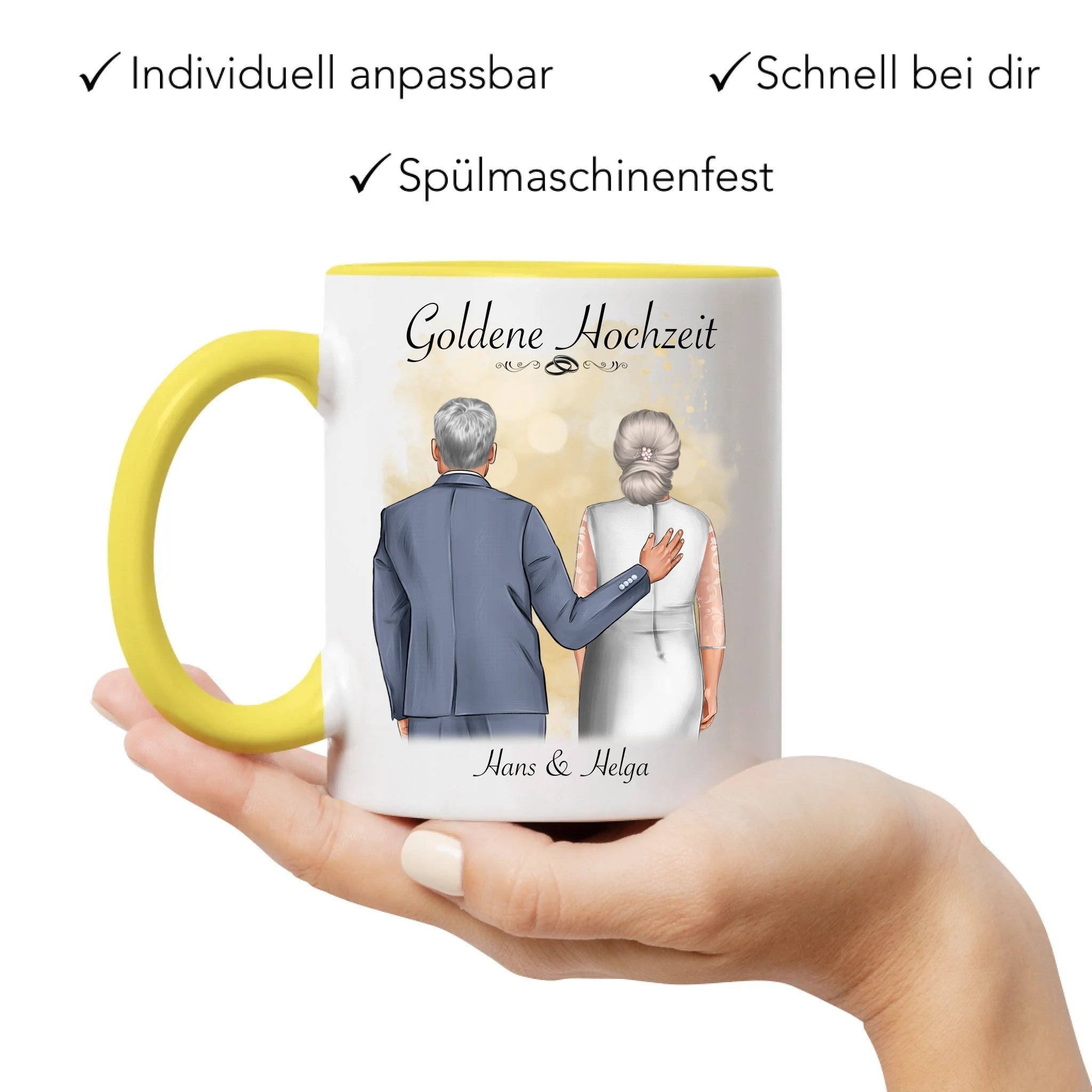 Tasse Goldene Hochzeit Personalisiert Goldhochzeit Bild Geschenk Hochzeitstag 50. Hochzeitstag Jubiläum für Paare
