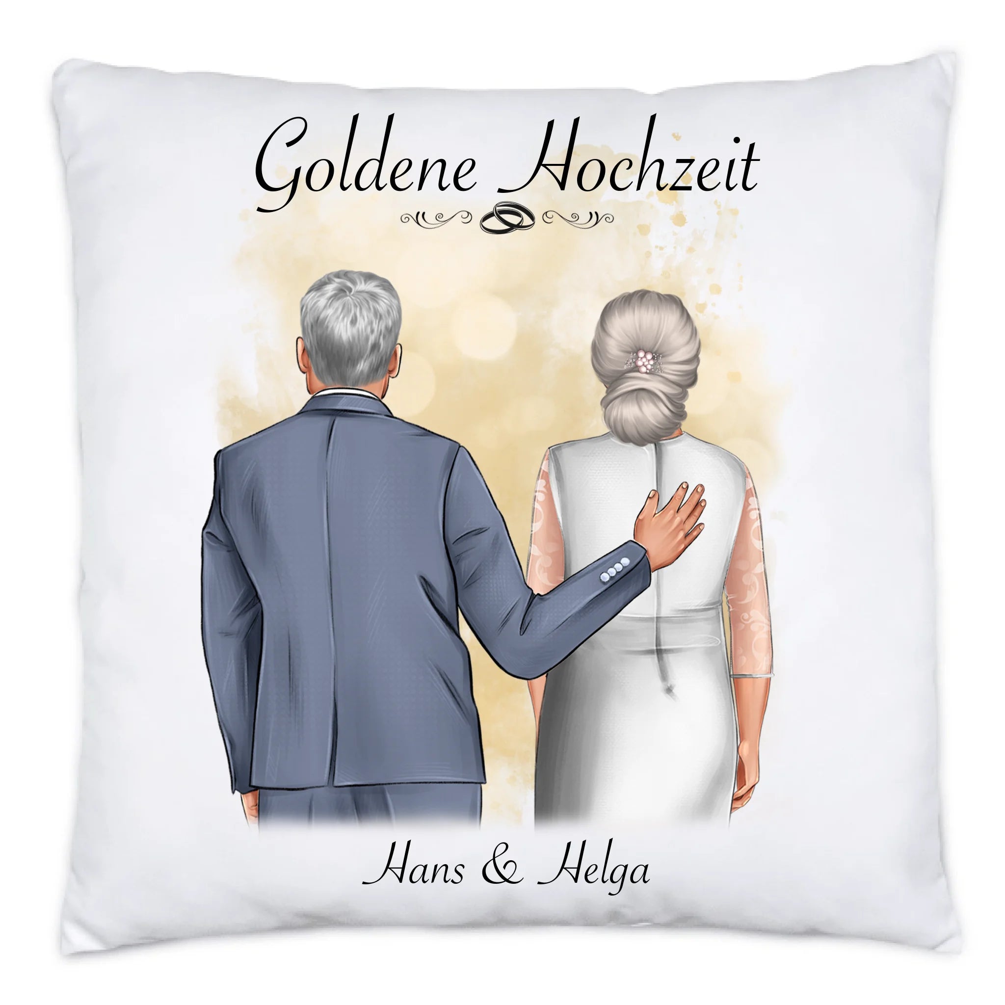 Kissen Goldene Hochzeit Personalisiert Goldhochzeit Bild Geschenk Hochzeitstag 50. Hochzeitstag Jubiläum für Paare - Kissen inkl. Füllung
