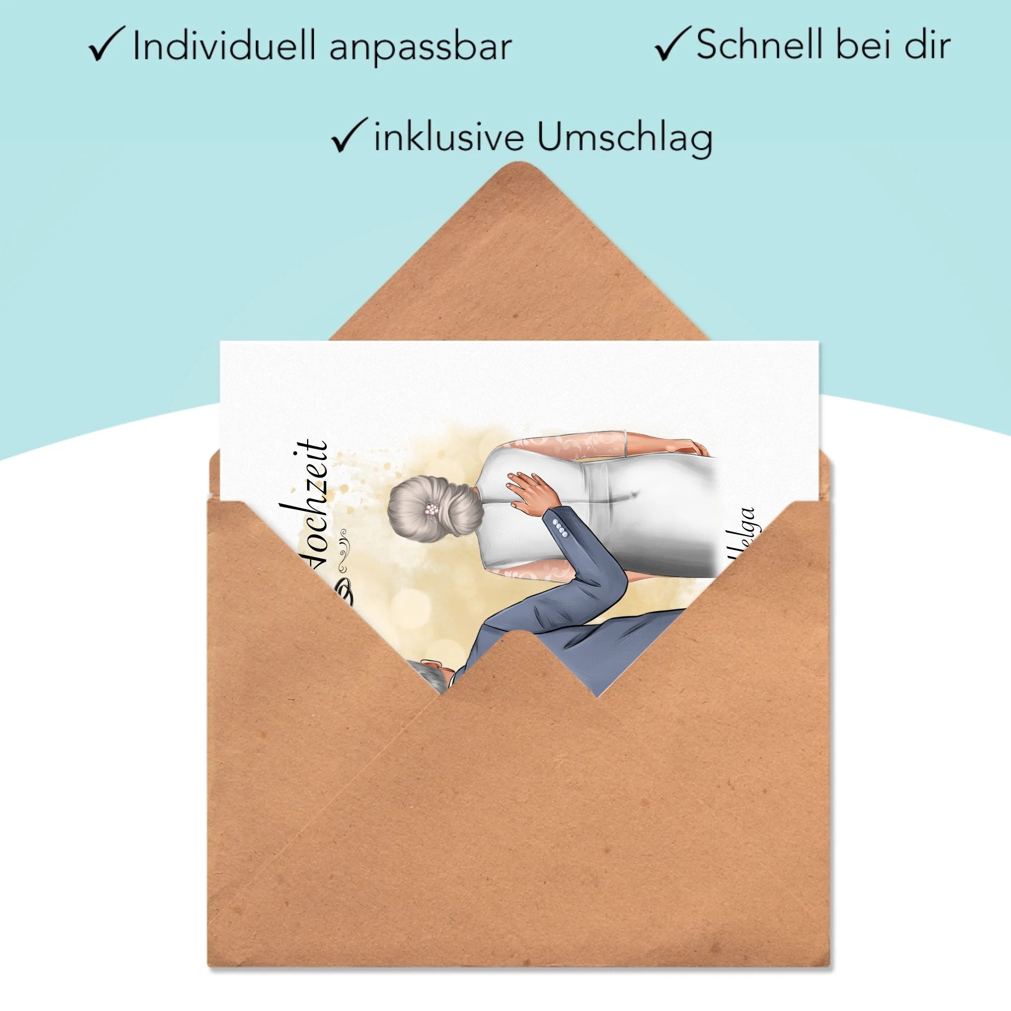 Karte Goldene Hochzeit Personalisiert Goldhochzeit Bild Geschenk Hochzeitstag 50. Hochzeitstag Jubiläum für Paare - Klappkarte mit Umschlag