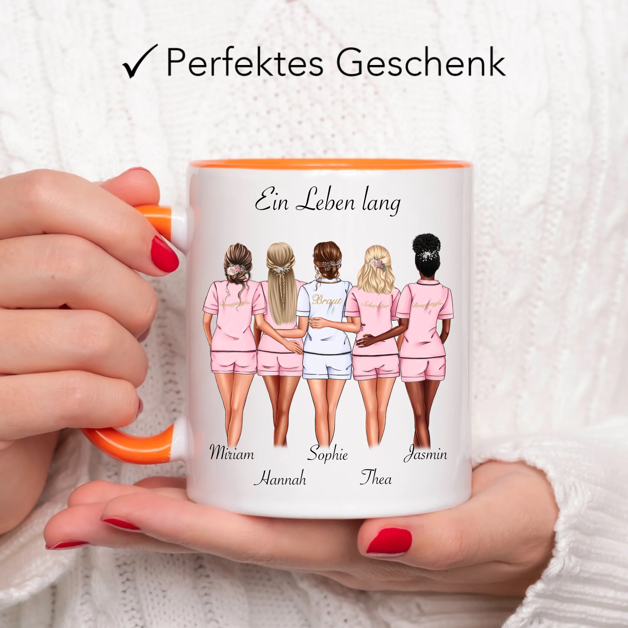 Tasse Brautjungfer Personalisiert Name Braut & 4 Trauzeuginnen, Frage & Danke-Geschenk für Freundinnen Brautjungfern & Brautparty