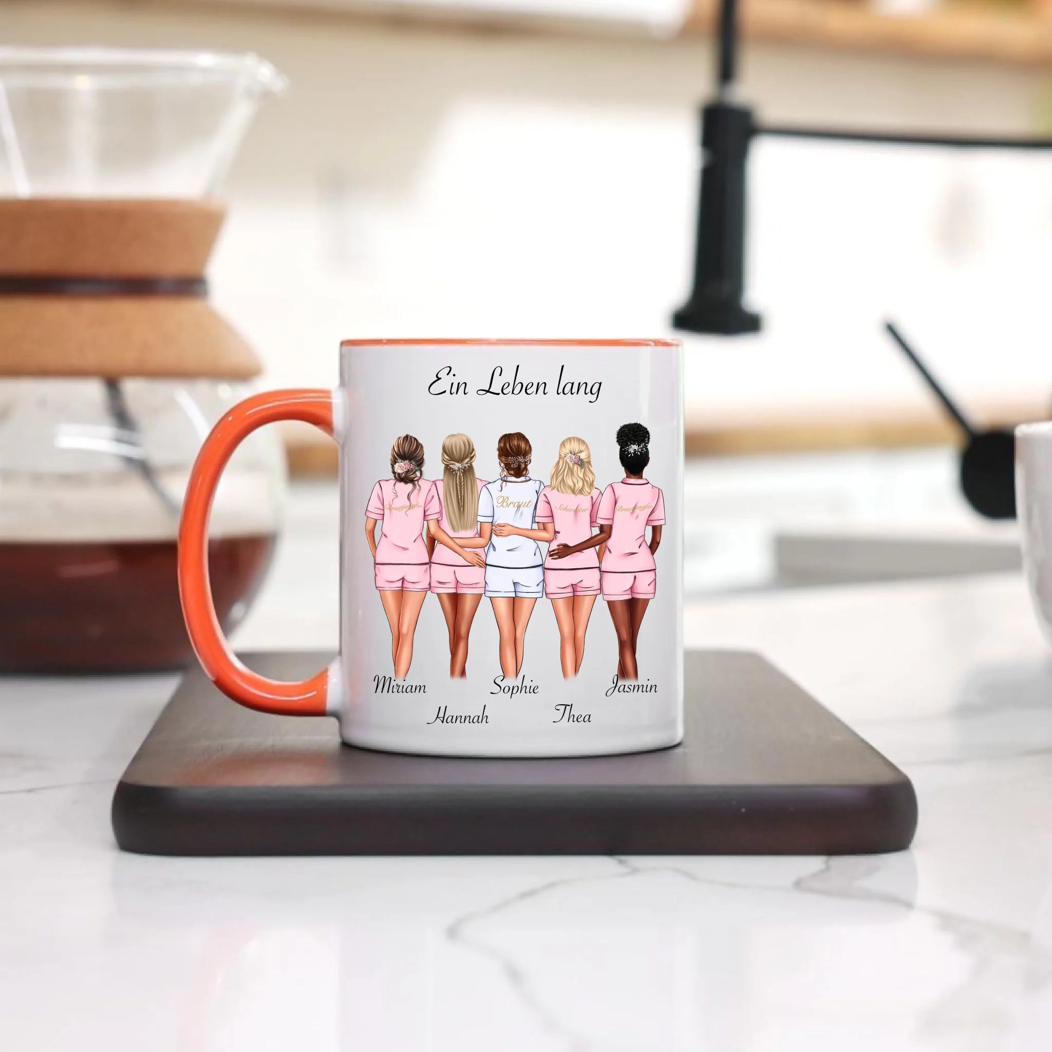 Tasse Brautjungfer Personalisiert Name Braut & 4 Trauzeuginnen, Frage & Danke-Geschenk für Freundinnen Brautjungfern & Brautparty