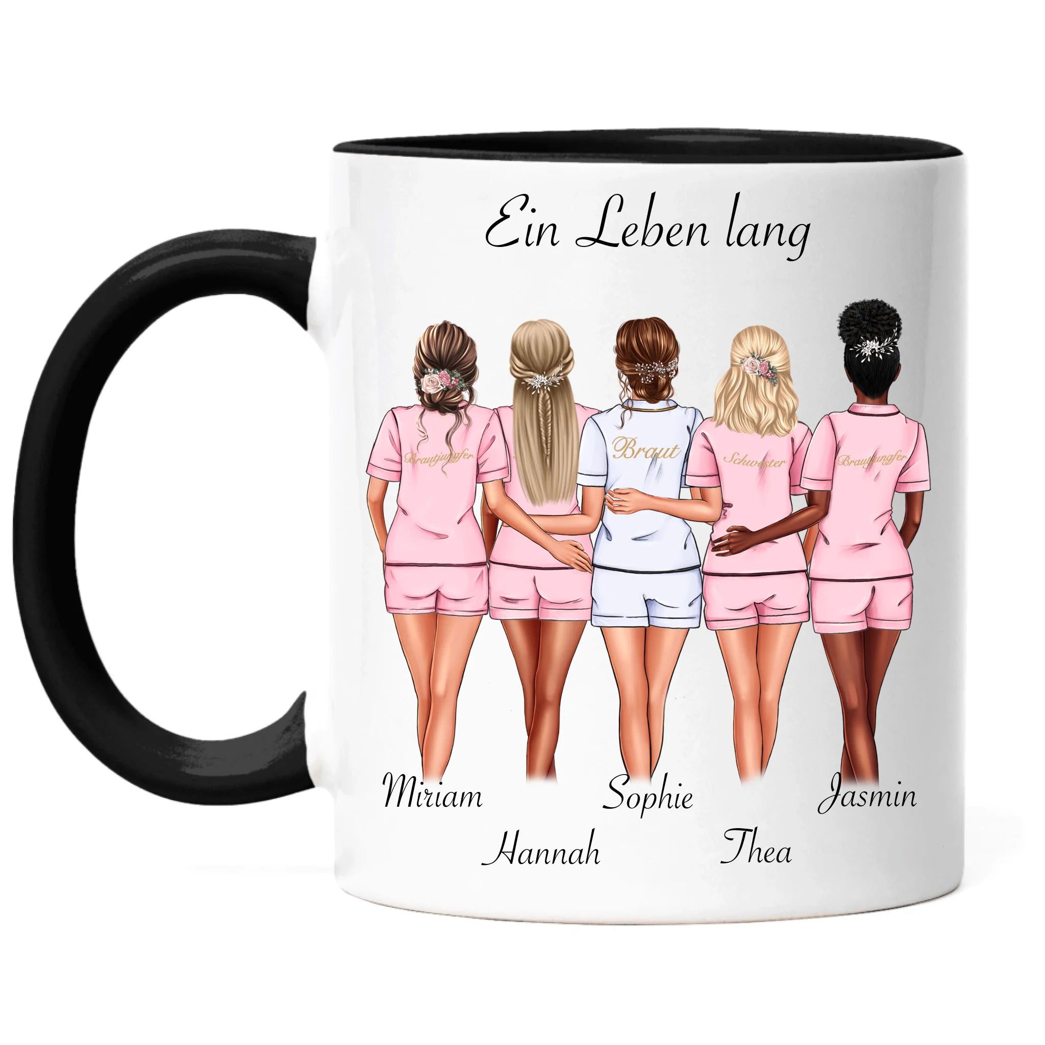 Tasse Brautjungfer Personalisiert Name Braut & 4 Trauzeuginnen, Frage & Danke-Geschenk für Freundinnen Brautjungfern & Brautparty