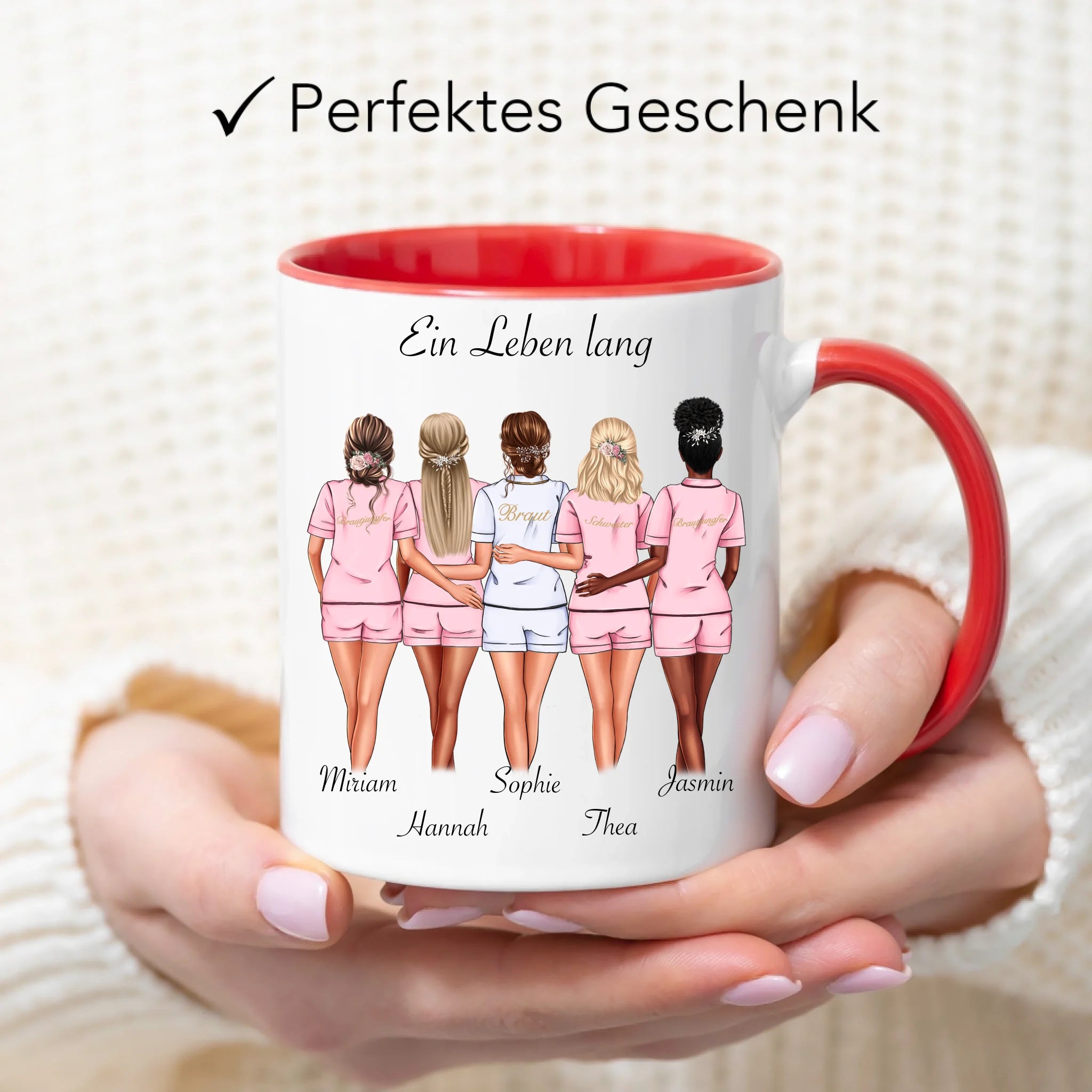 Tasse Brautjungfer Personalisiert Name Braut & 4 Trauzeuginnen, Frage & Danke-Geschenk für Freundinnen Brautjungfern & Brautparty