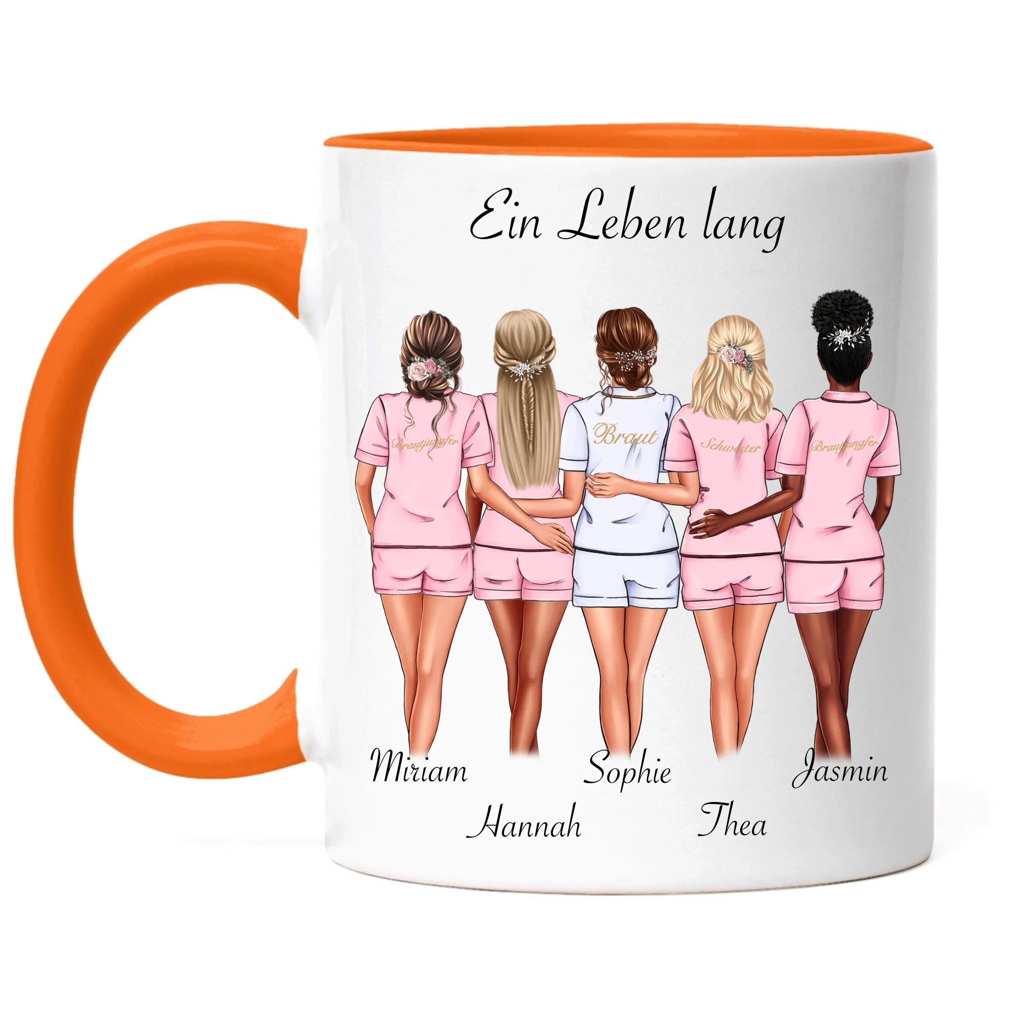 Tasse Brautjungfer Personalisiert Name Braut & 4 Trauzeuginnen, Frage & Danke-Geschenk für Freundinnen Brautjungfern & Brautparty