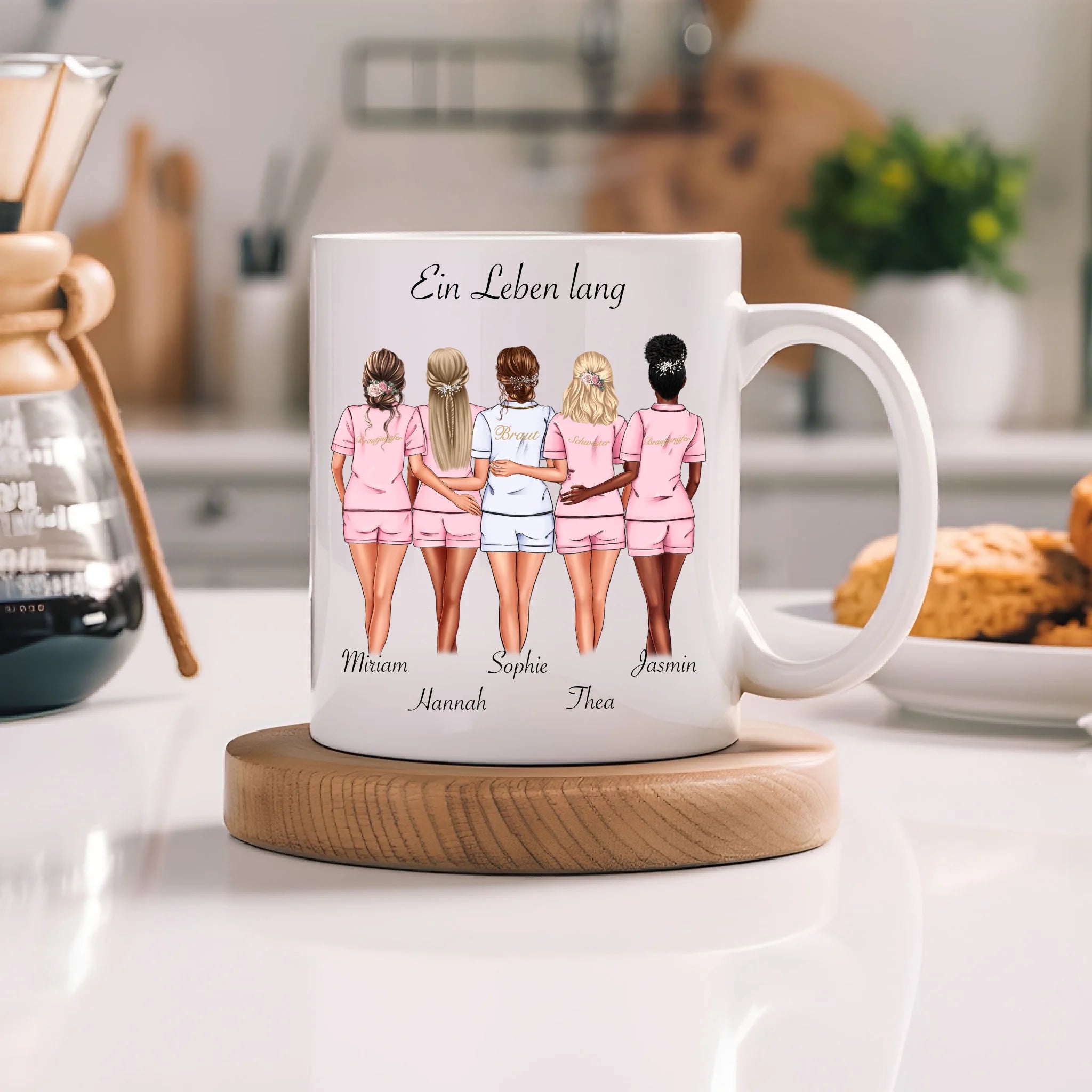 Tasse Brautjungfer Personalisiert Name Braut & 4 Trauzeuginnen, Frage & Danke-Geschenk für Freundinnen Brautjungfern & Brautparty