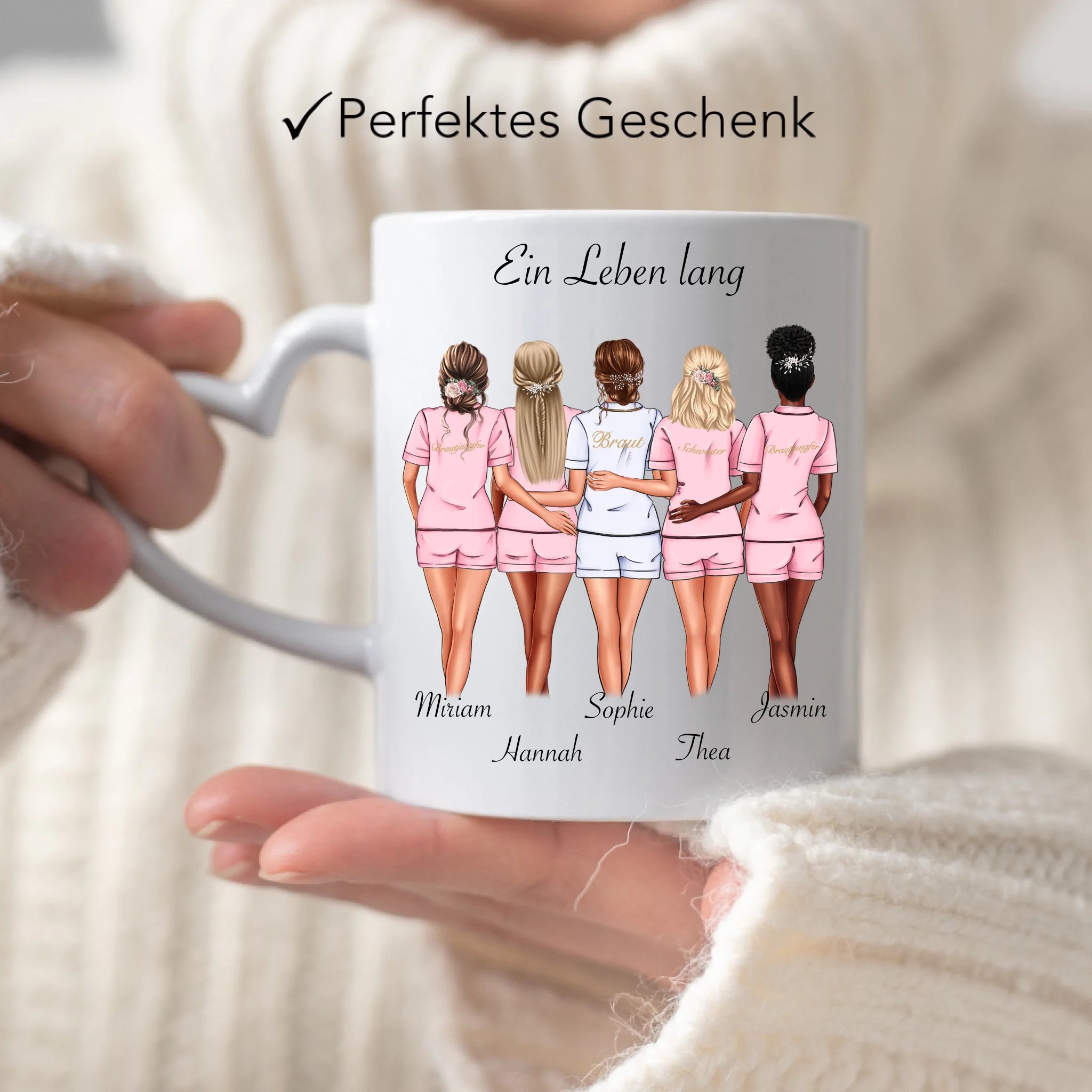 Tasse Brautjungfer Personalisiert Name Braut & 4 Trauzeuginnen, Frage & Danke-Geschenk für Freundinnen Brautjungfern & Brautparty