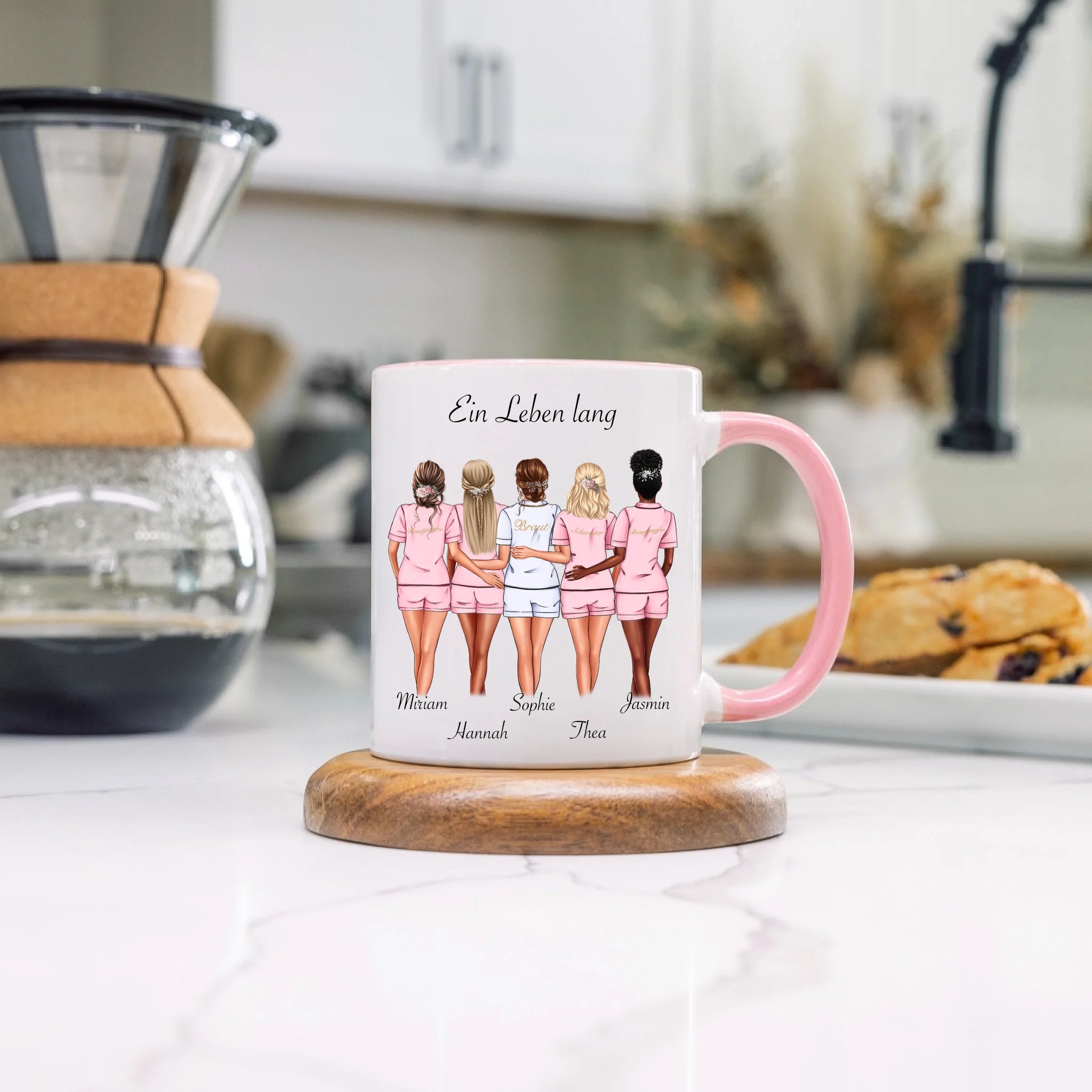 Tasse Brautjungfer Personalisiert Name Braut & 4 Trauzeuginnen, Frage & Danke-Geschenk für Freundinnen Brautjungfern & Brautparty