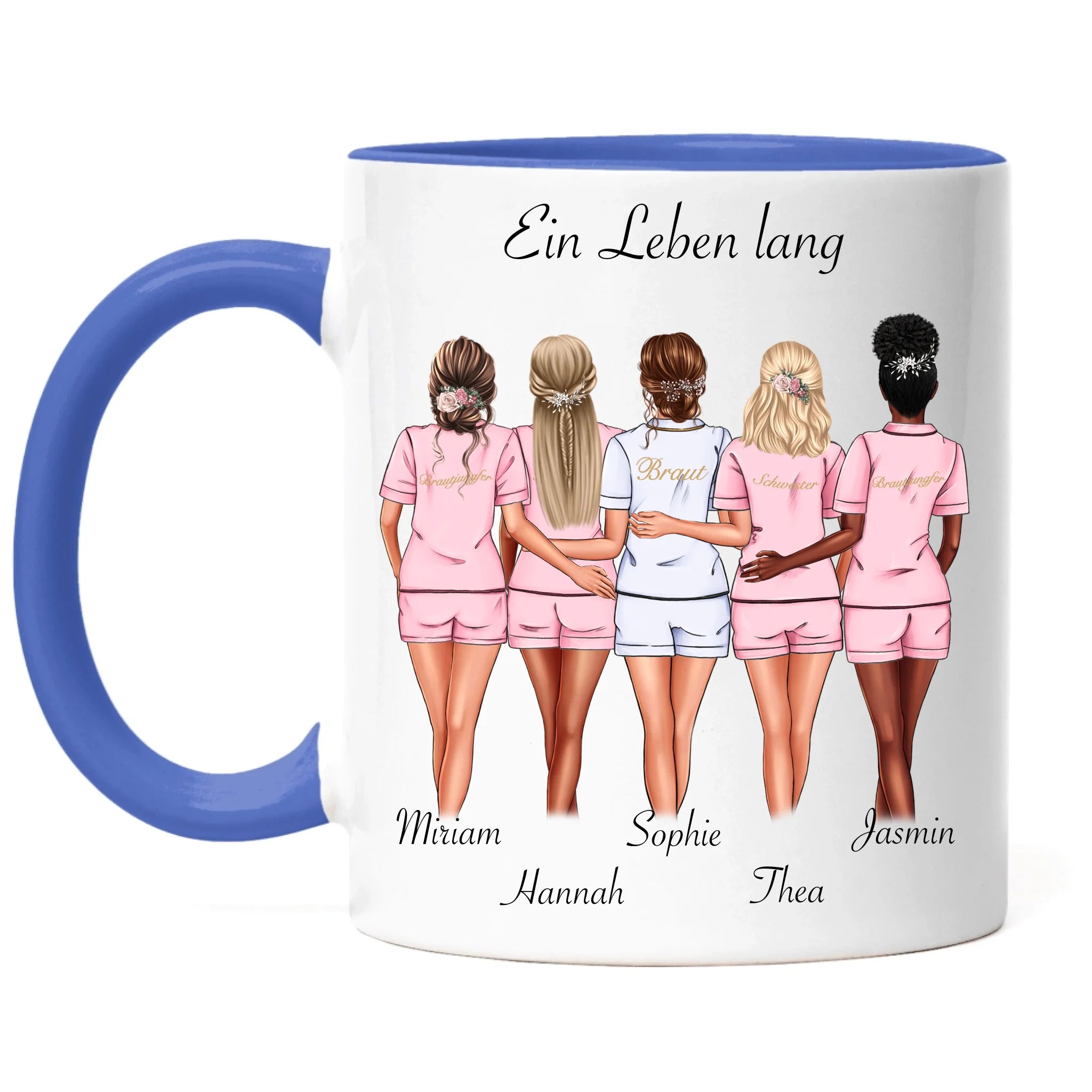 Tasse Brautjungfer Personalisiert Name Braut & 4 Trauzeuginnen, Frage & Danke-Geschenk für Freundinnen Brautjungfern & Brautparty