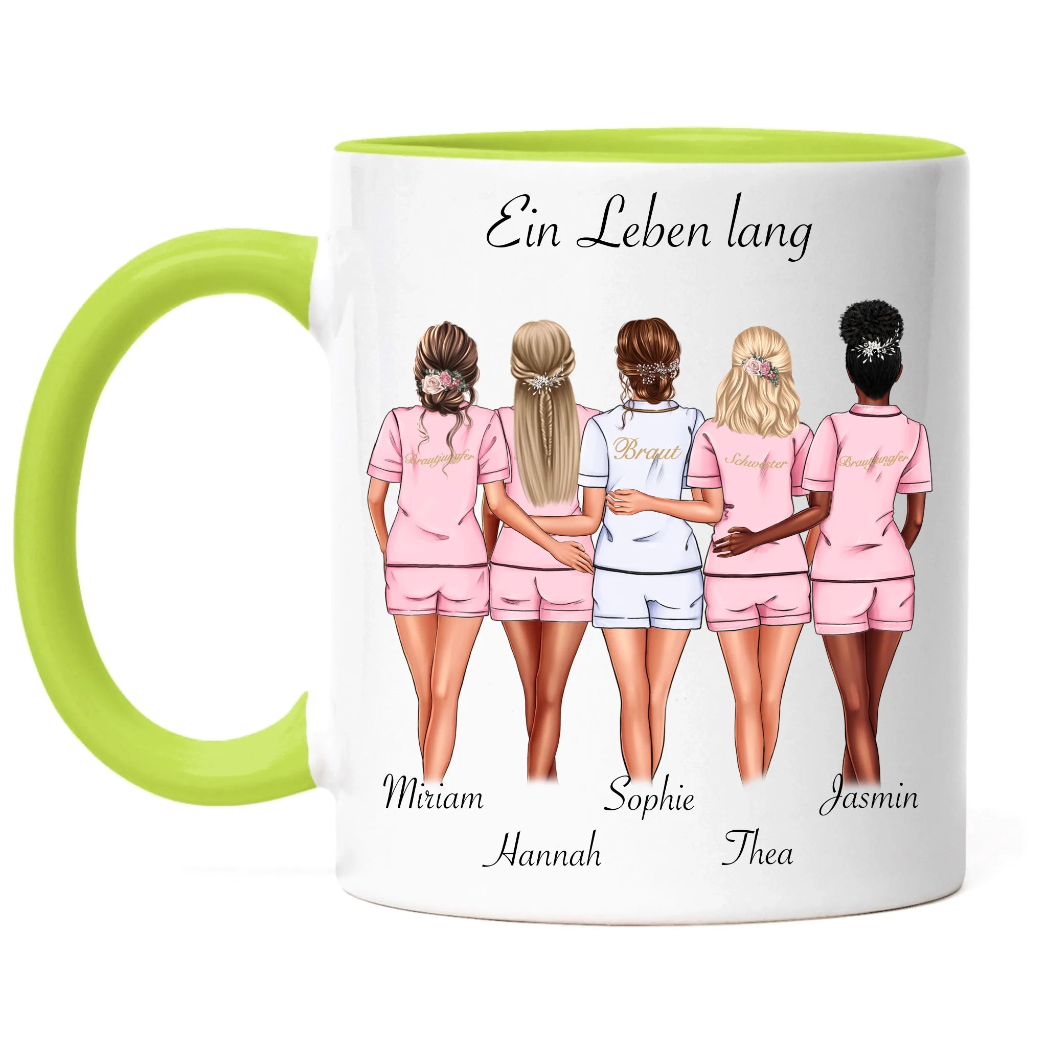 Tasse Brautjungfer Personalisiert Name Braut & 4 Trauzeuginnen, Frage & Danke-Geschenk für Freundinnen Brautjungfern & Brautparty