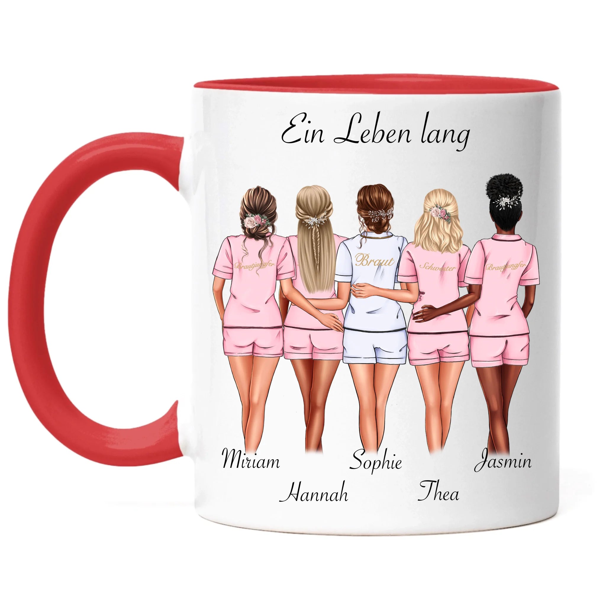 Tasse Brautjungfer Personalisiert Name Braut & 4 Trauzeuginnen, Frage & Danke-Geschenk für Freundinnen Brautjungfern & Brautparty