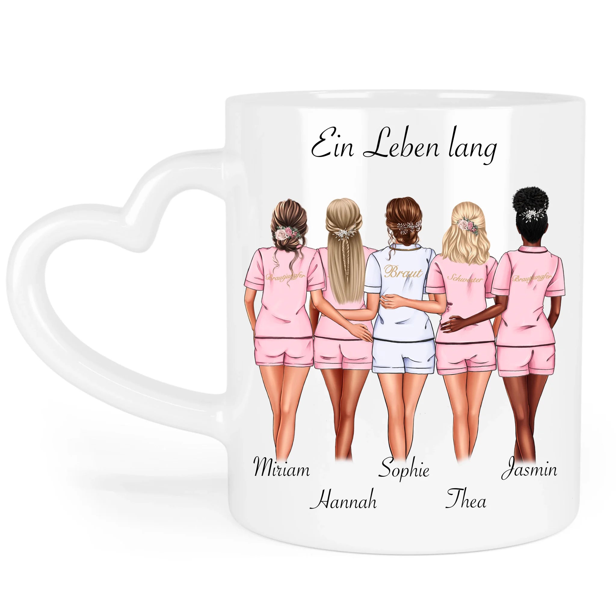 Tasse Brautjungfer Personalisiert Name Braut & 4 Trauzeuginnen, Frage & Danke-Geschenk für Freundinnen Brautjungfern & Brautparty