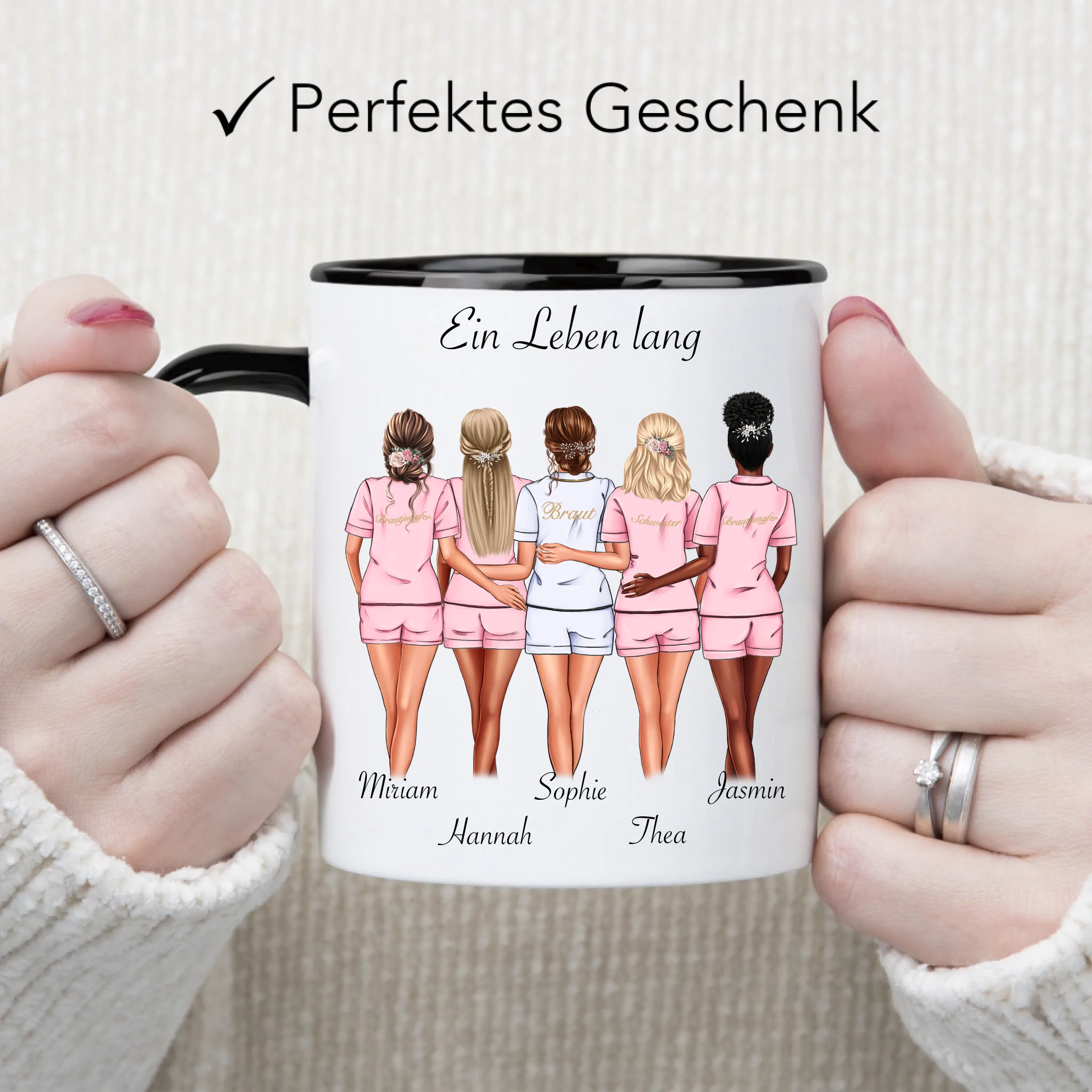 Tasse Brautjungfer Personalisiert Name Braut & 4 Trauzeuginnen, Frage & Danke-Geschenk für Freundinnen Brautjungfern & Brautparty