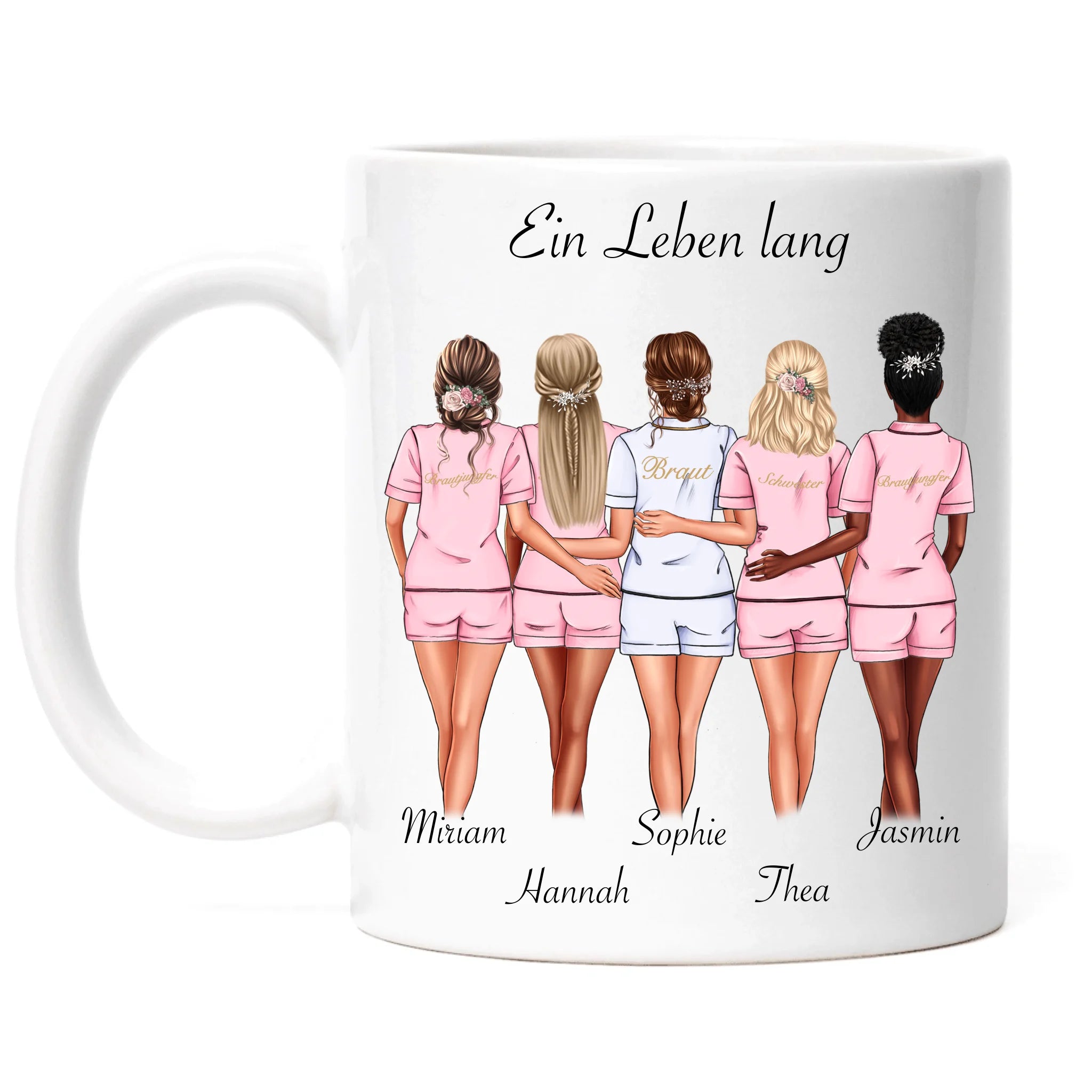 Tasse Brautjungfer Personalisiert Name Braut & 4 Trauzeuginnen, Frage & Danke-Geschenk für Freundinnen Brautjungfern & Brautparty