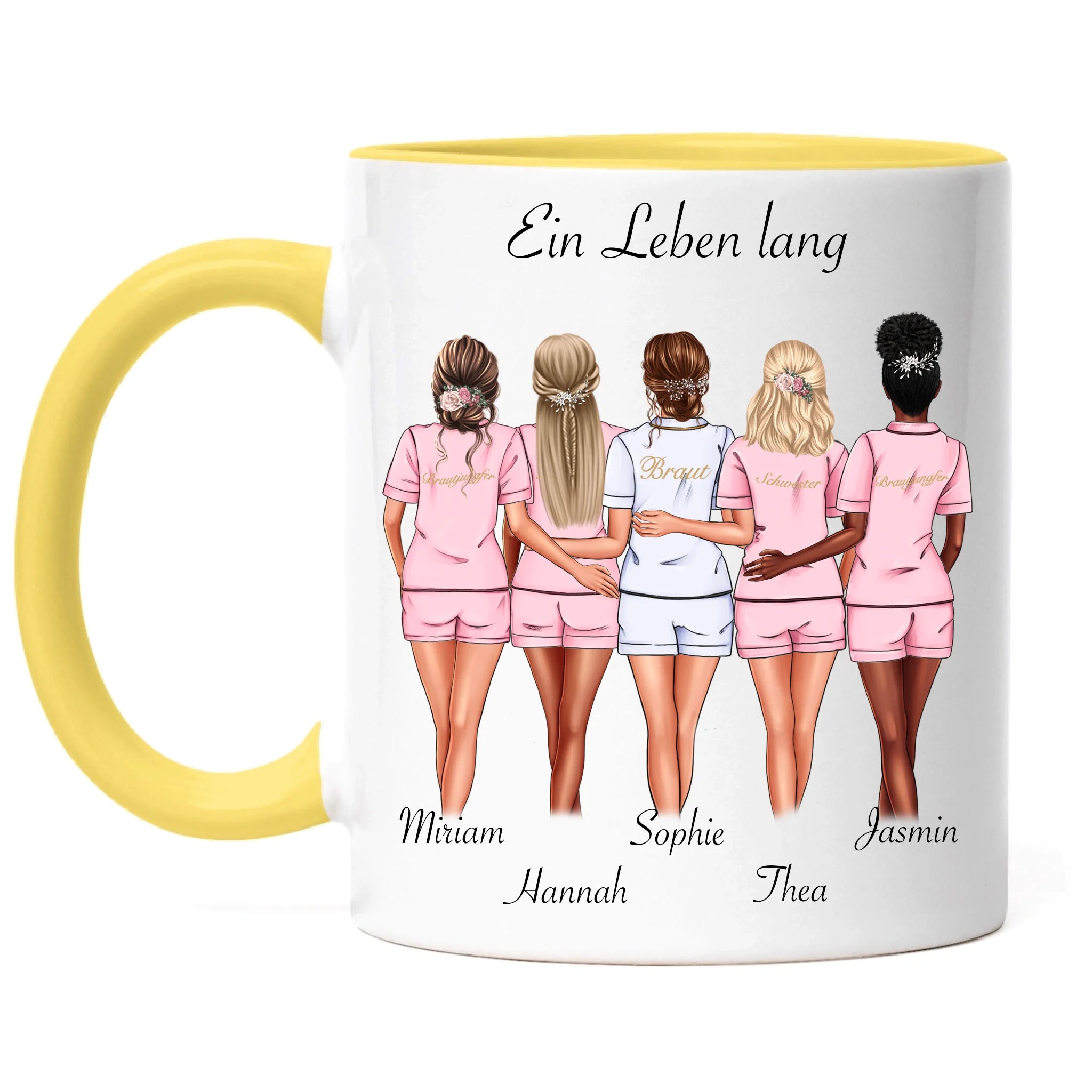 Tasse Brautjungfer Personalisiert Name Braut & 4 Trauzeuginnen, Frage & Danke-Geschenk für Freundinnen Brautjungfern & Brautparty