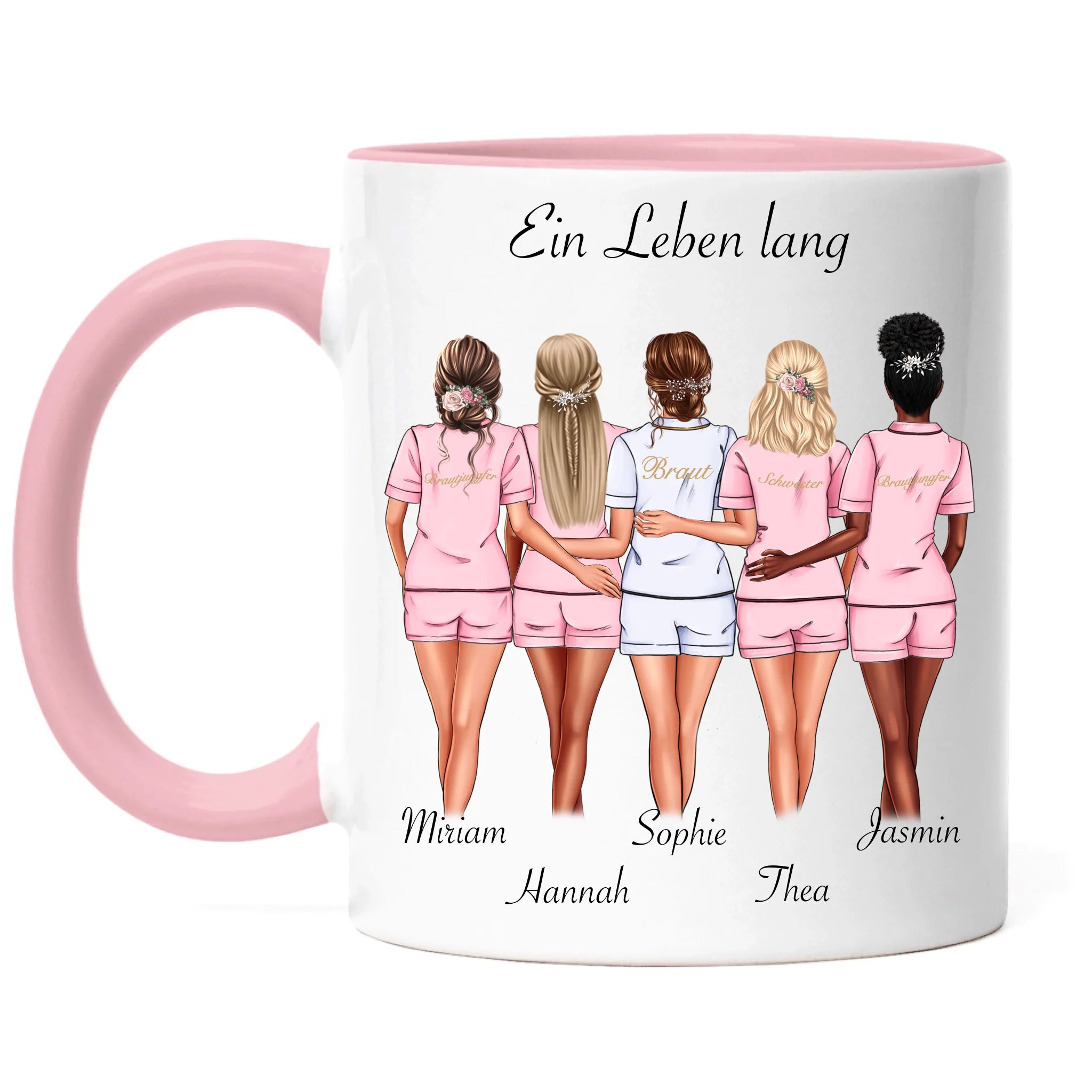 Tasse Brautjungfer Personalisiert Name Braut & 4 Trauzeuginnen, Frage & Danke-Geschenk für Freundinnen Brautjungfern & Brautparty